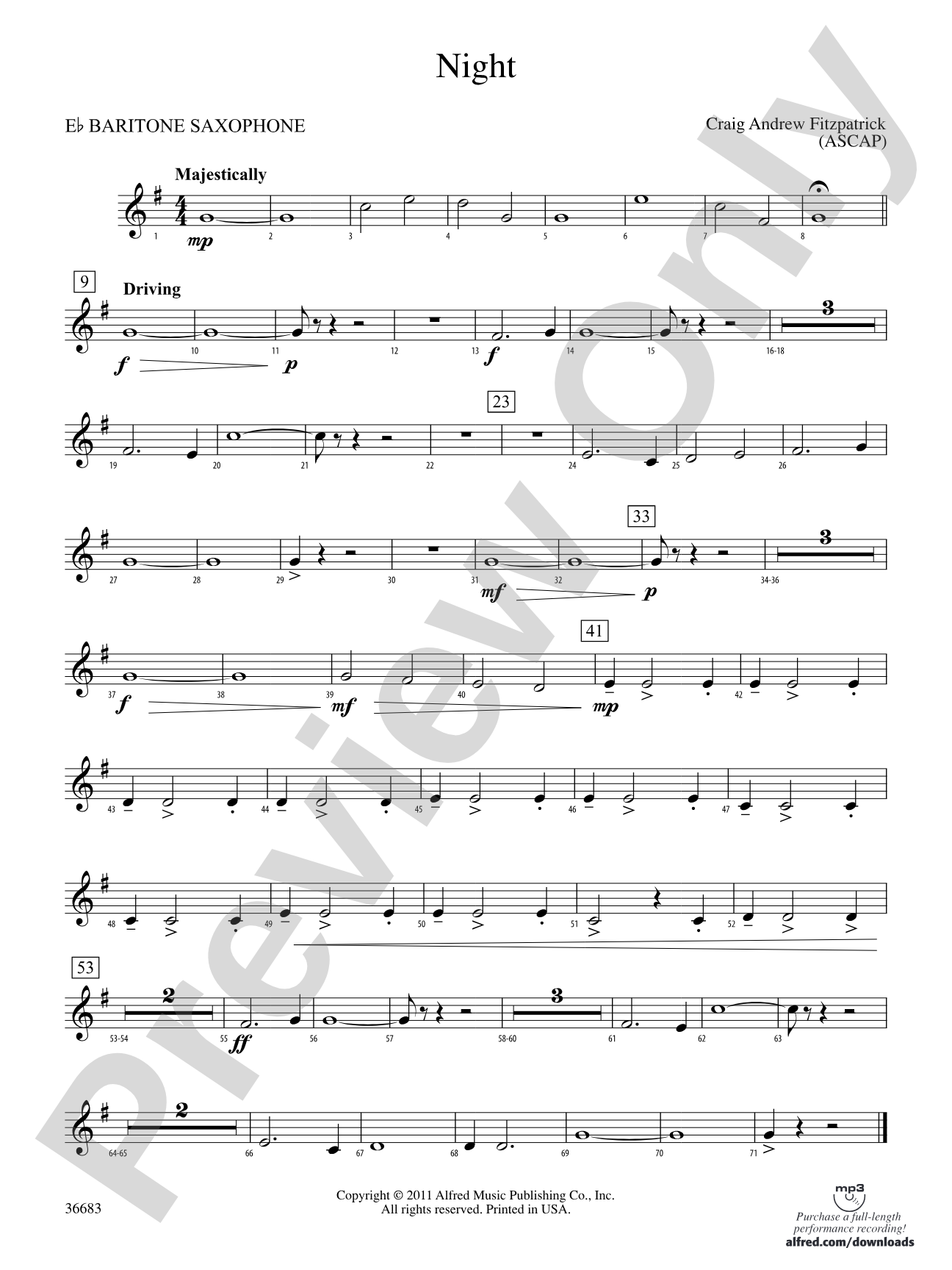 Night: E-flat Baritone Saxophone
