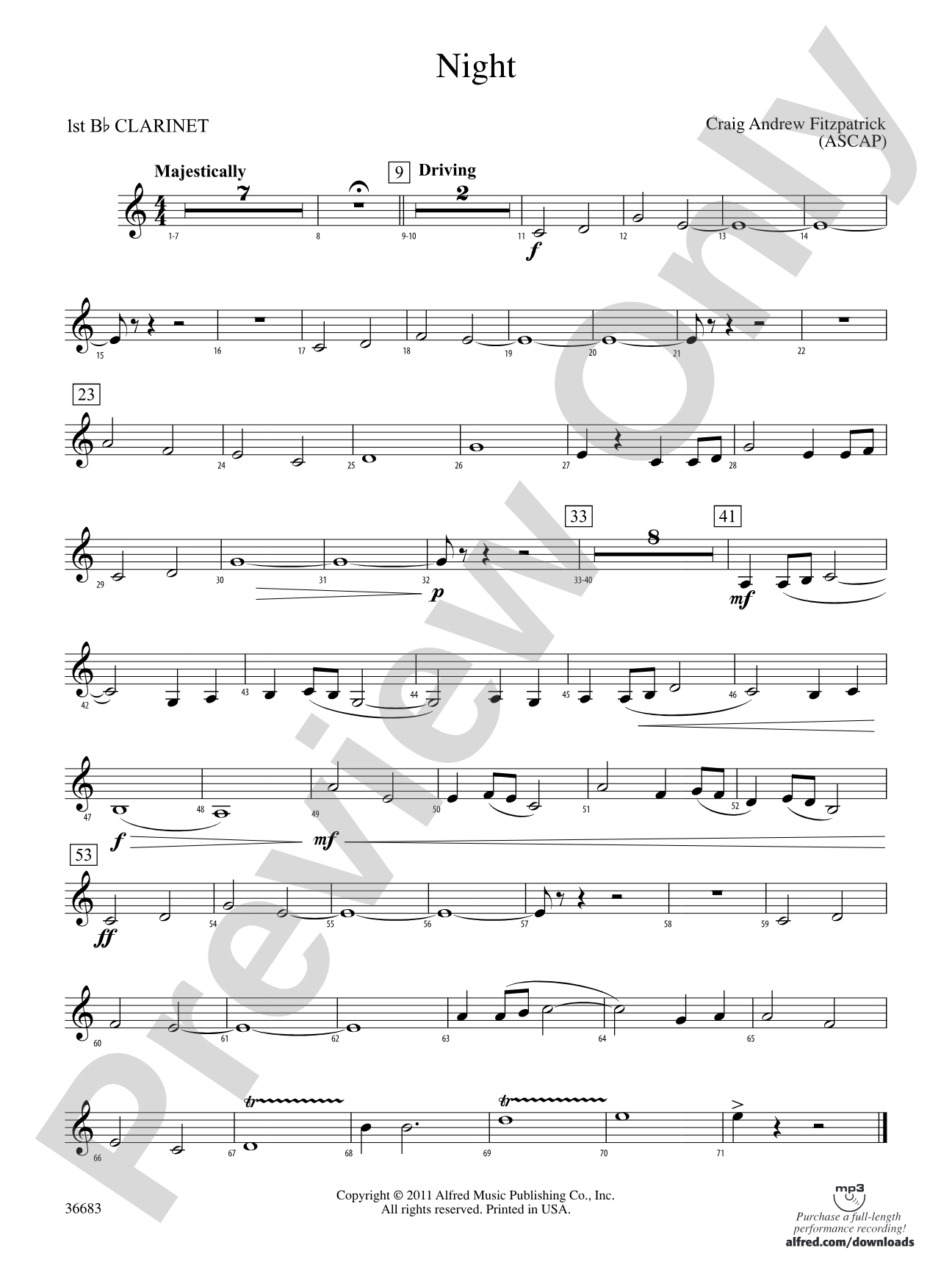 Night: 1st B-flat Clarinet