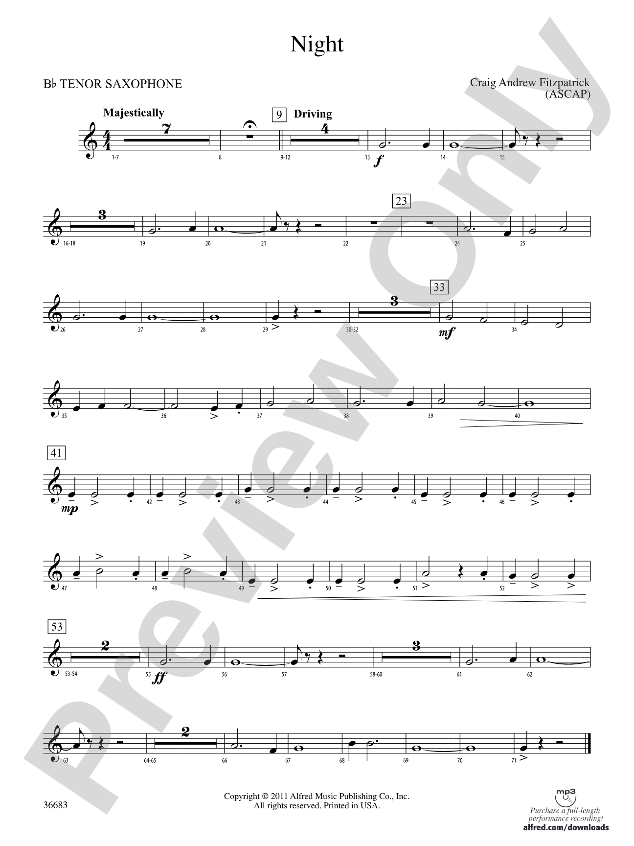 Night: B-flat Tenor Saxophone