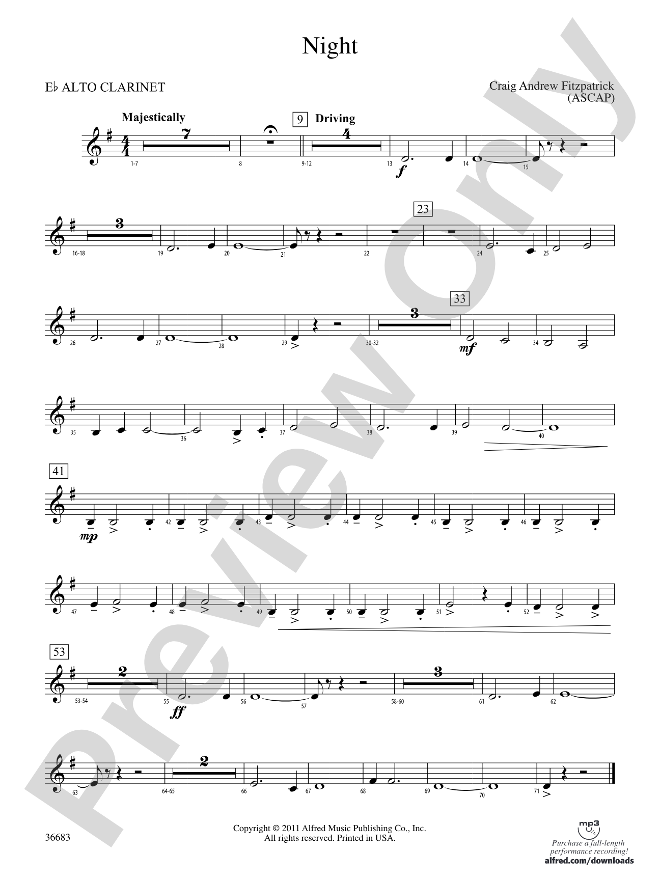 Night: (wp) E-flat Alto Clarinet