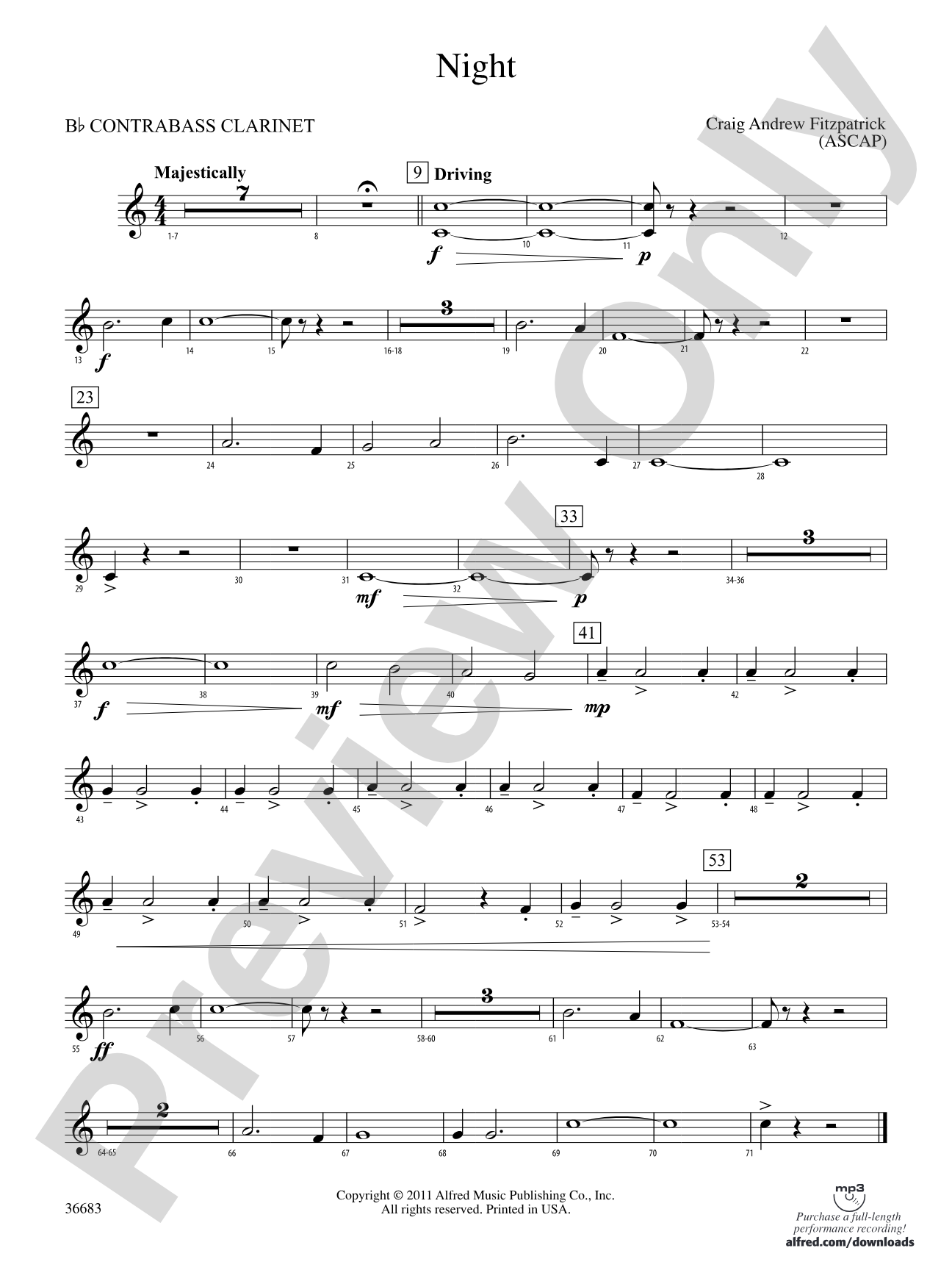 Night: (wp) B-flat Contrabass Clarinet