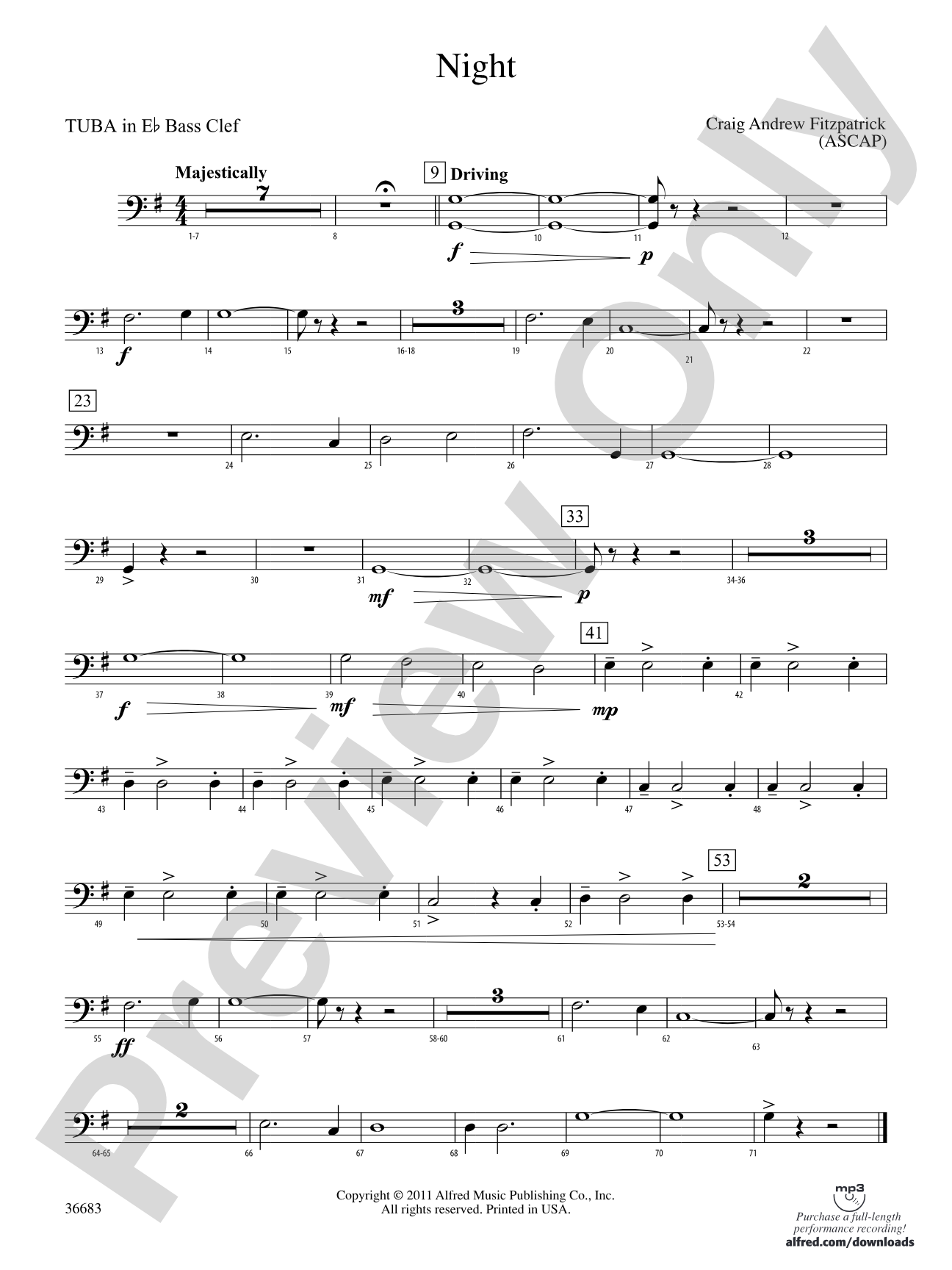 Night: (wp) E-flat Tuba B.C.