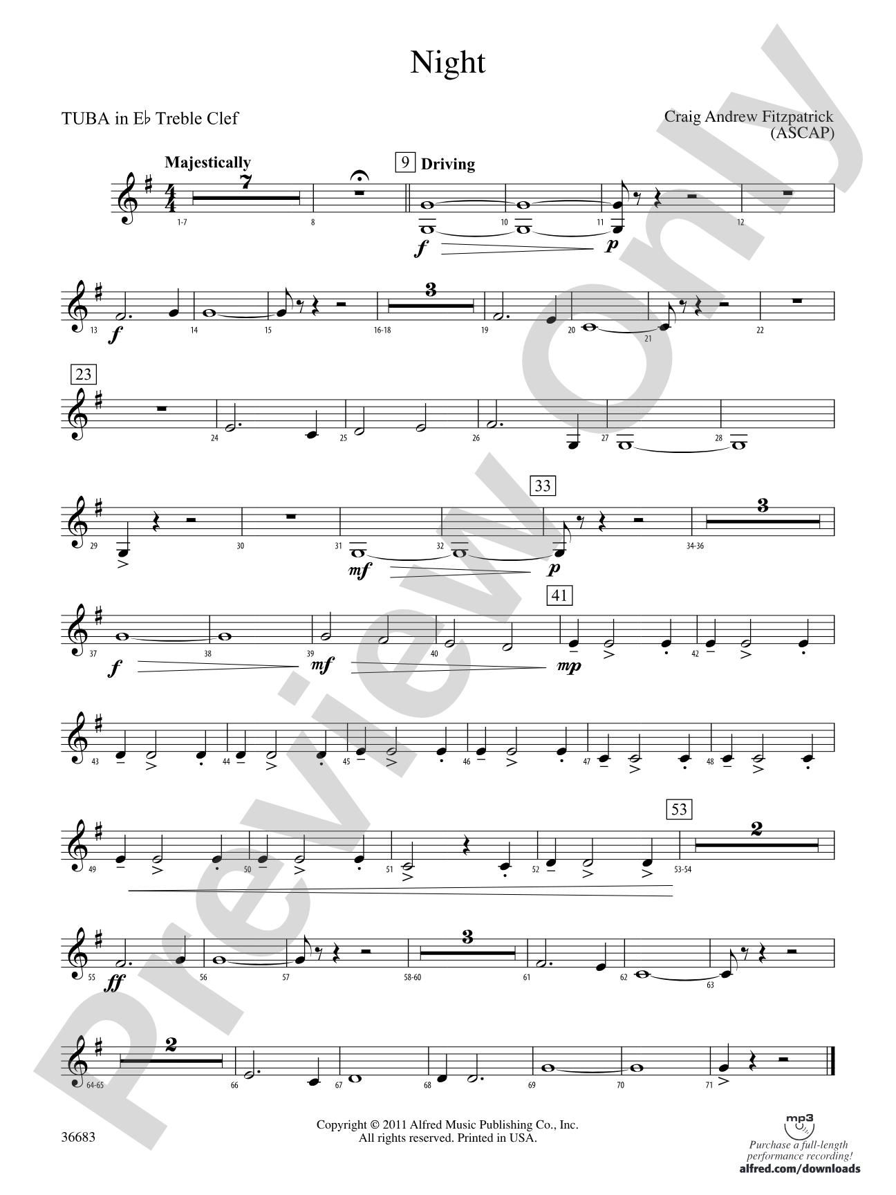 Night: (wp) E-flat Tuba T.C.