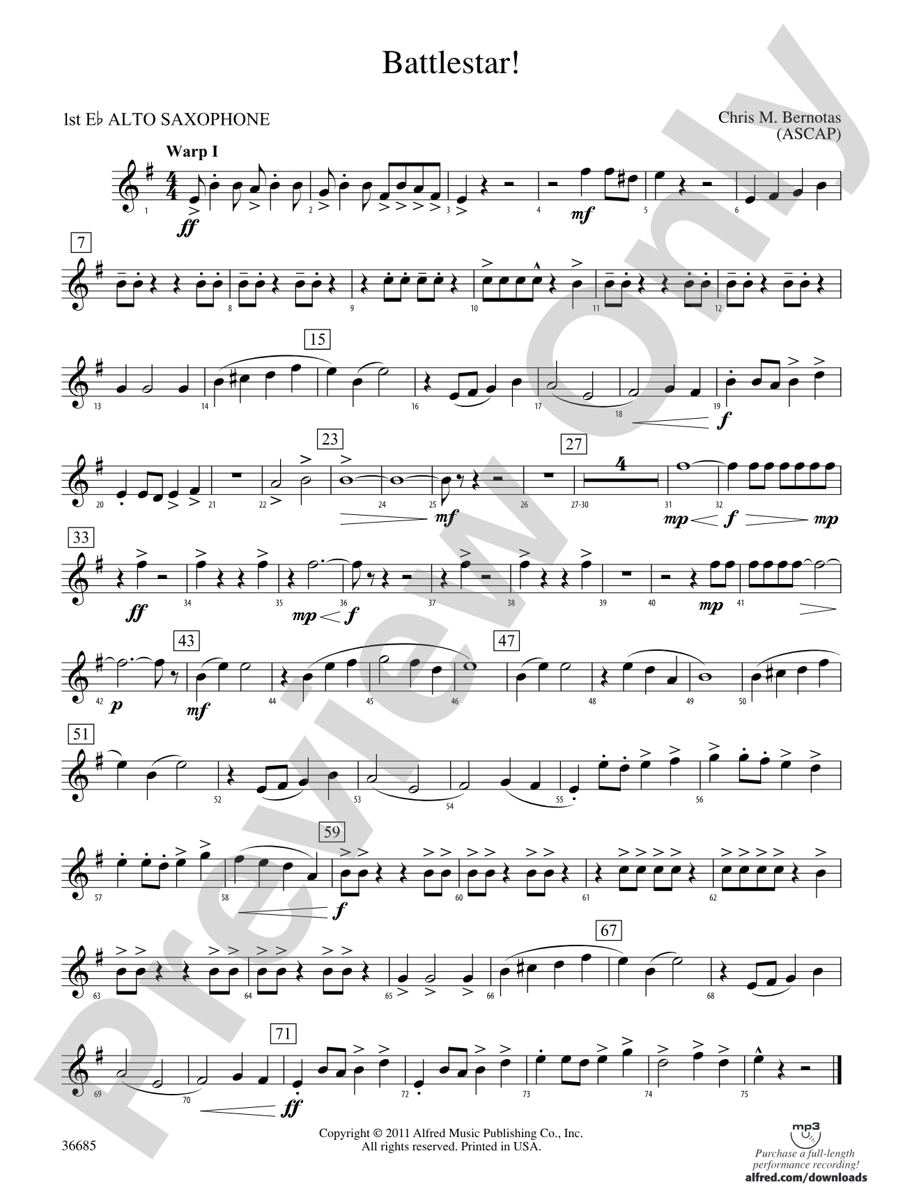 Battlestar!: E-flat Alto Saxophone