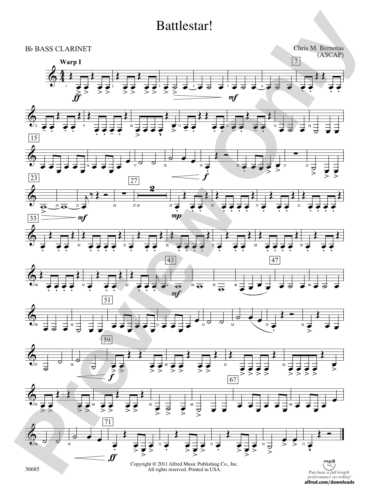 Battlestar!: B-flat Bass Clarinet