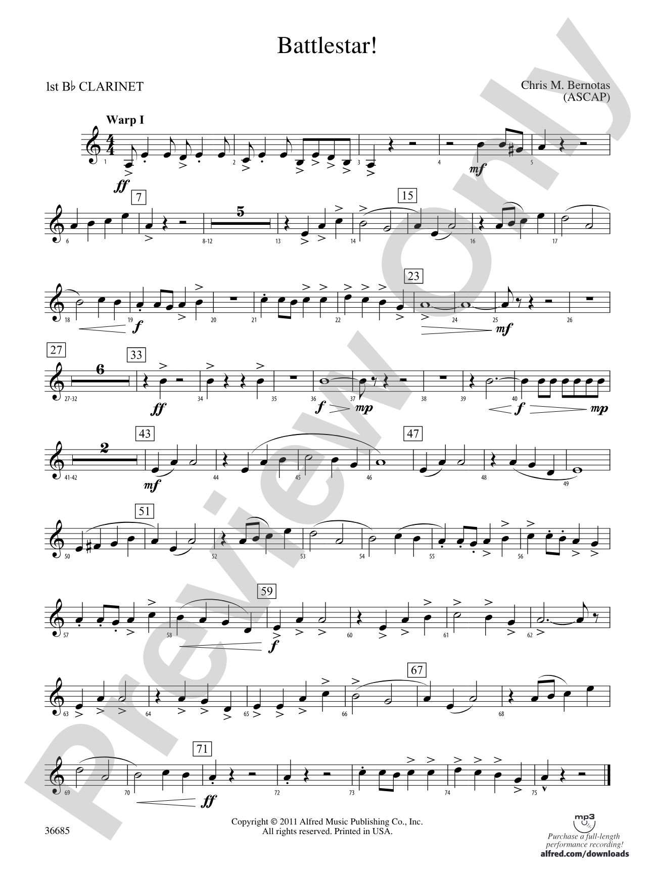 Battlestar!: 1st B-flat Clarinet