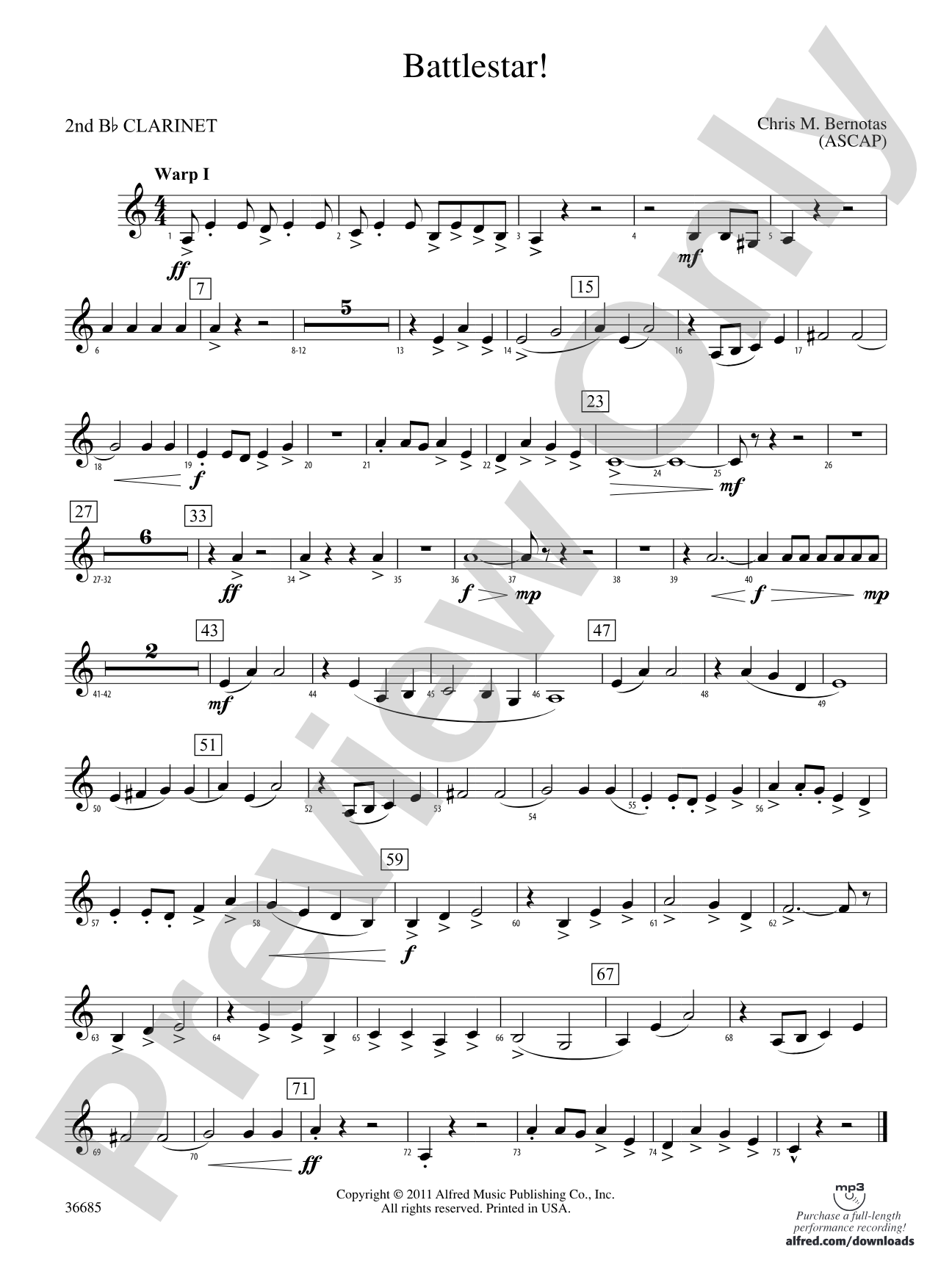 Battlestar!: 2nd B-flat Clarinet