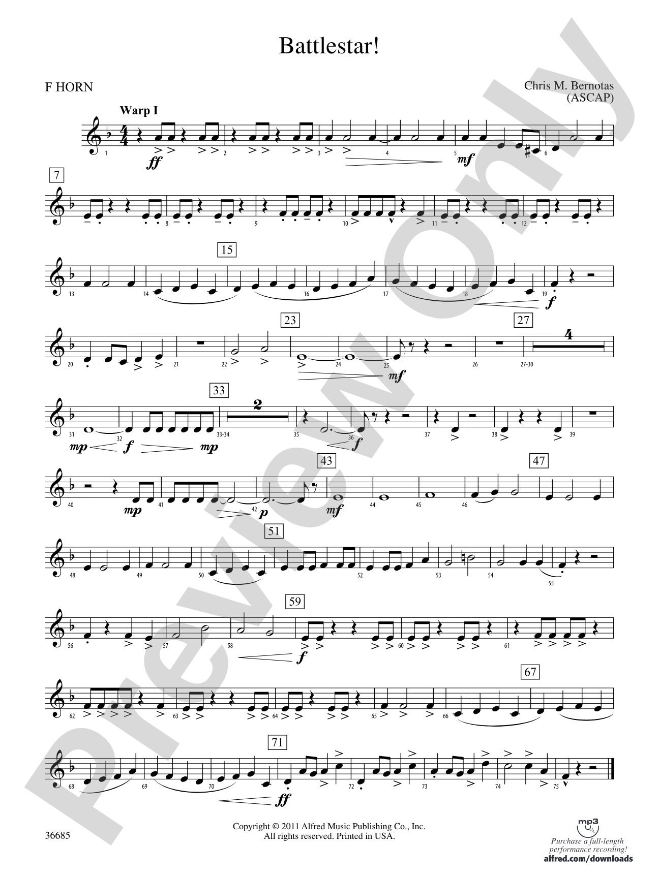 Battlestar!: 1st F Horn
