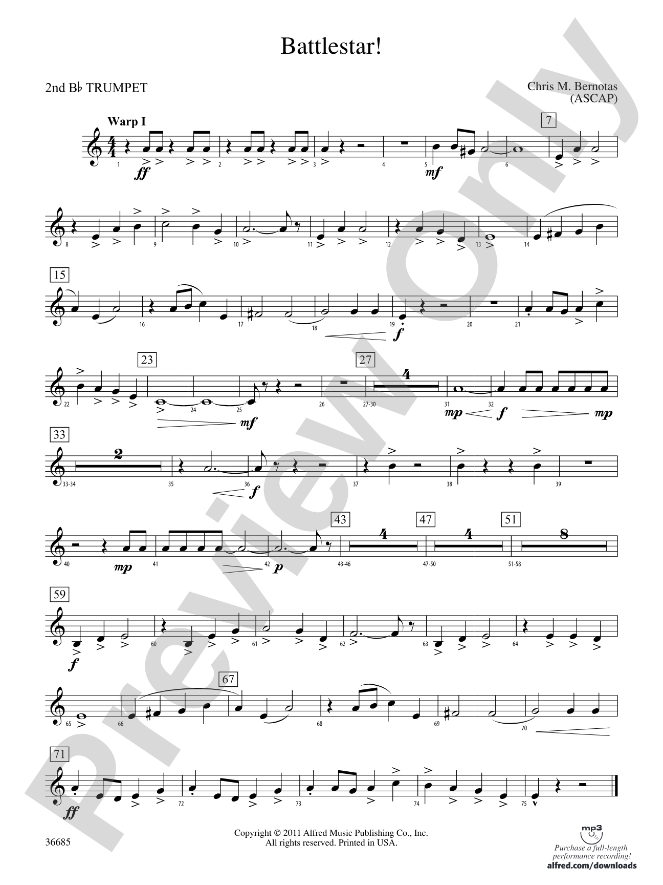 Battlestar!: 2nd B-flat Trumpet