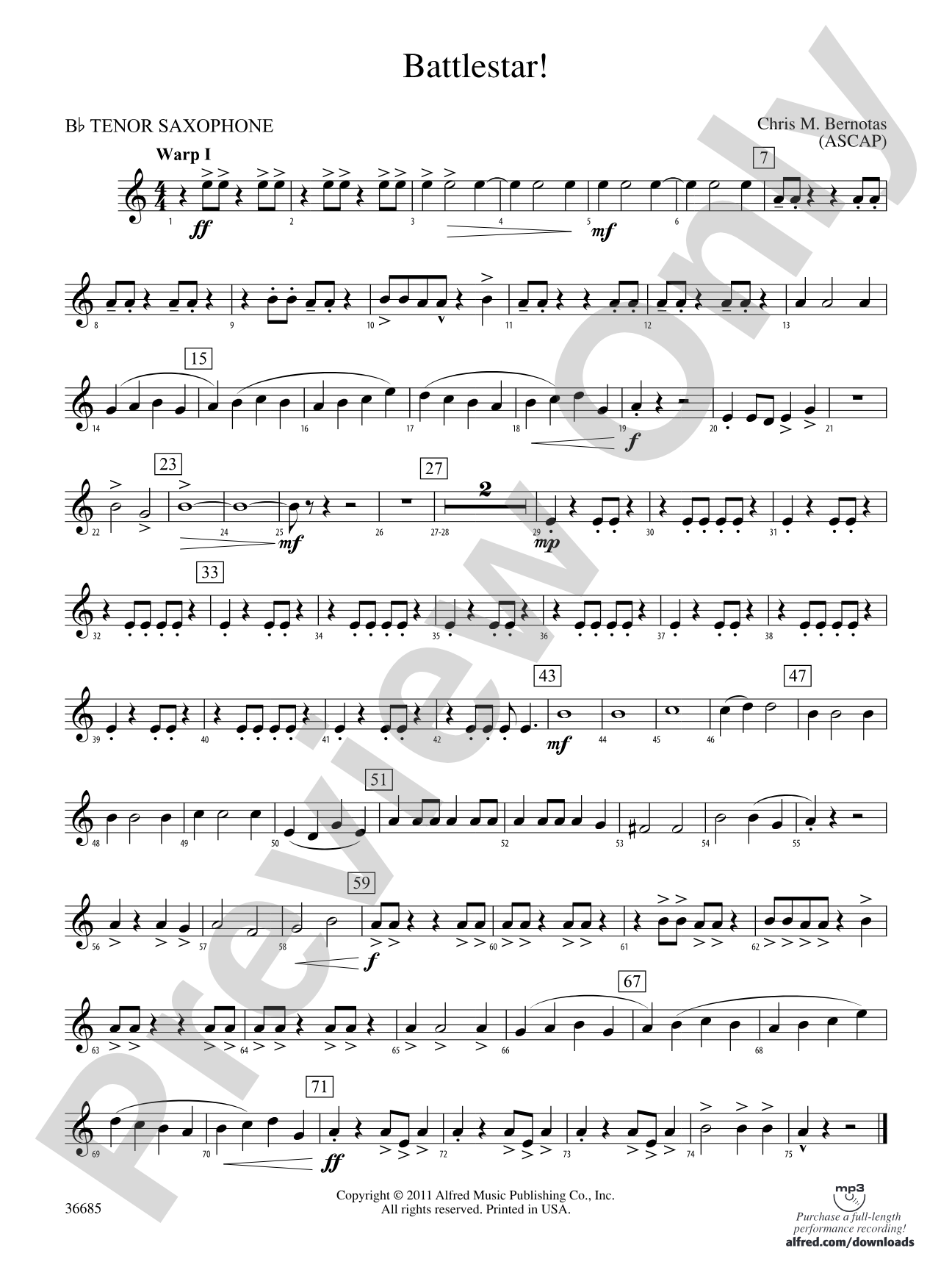 Battlestar!: B-flat Tenor Saxophone