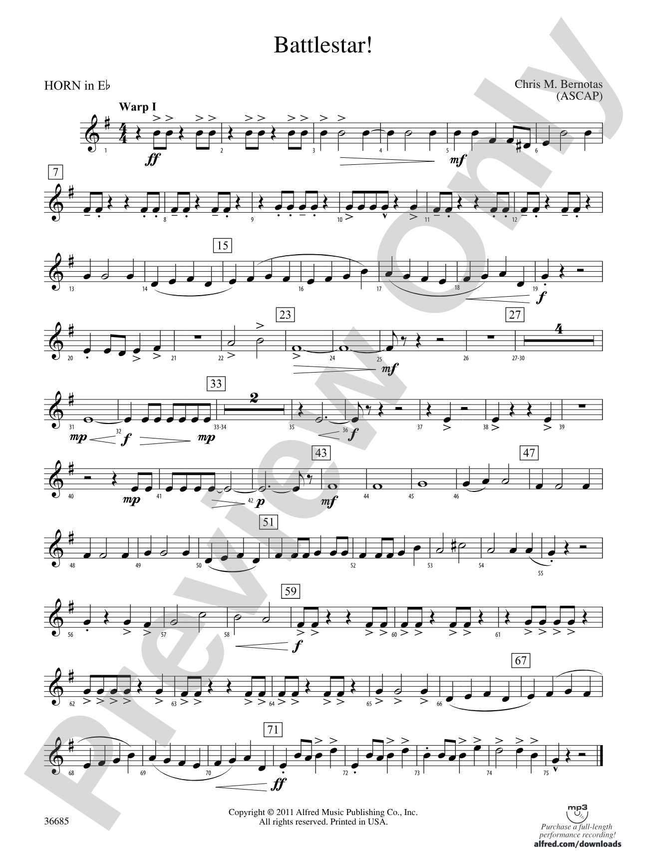 Battlestar!: (wp) 1st Horn in E-flat