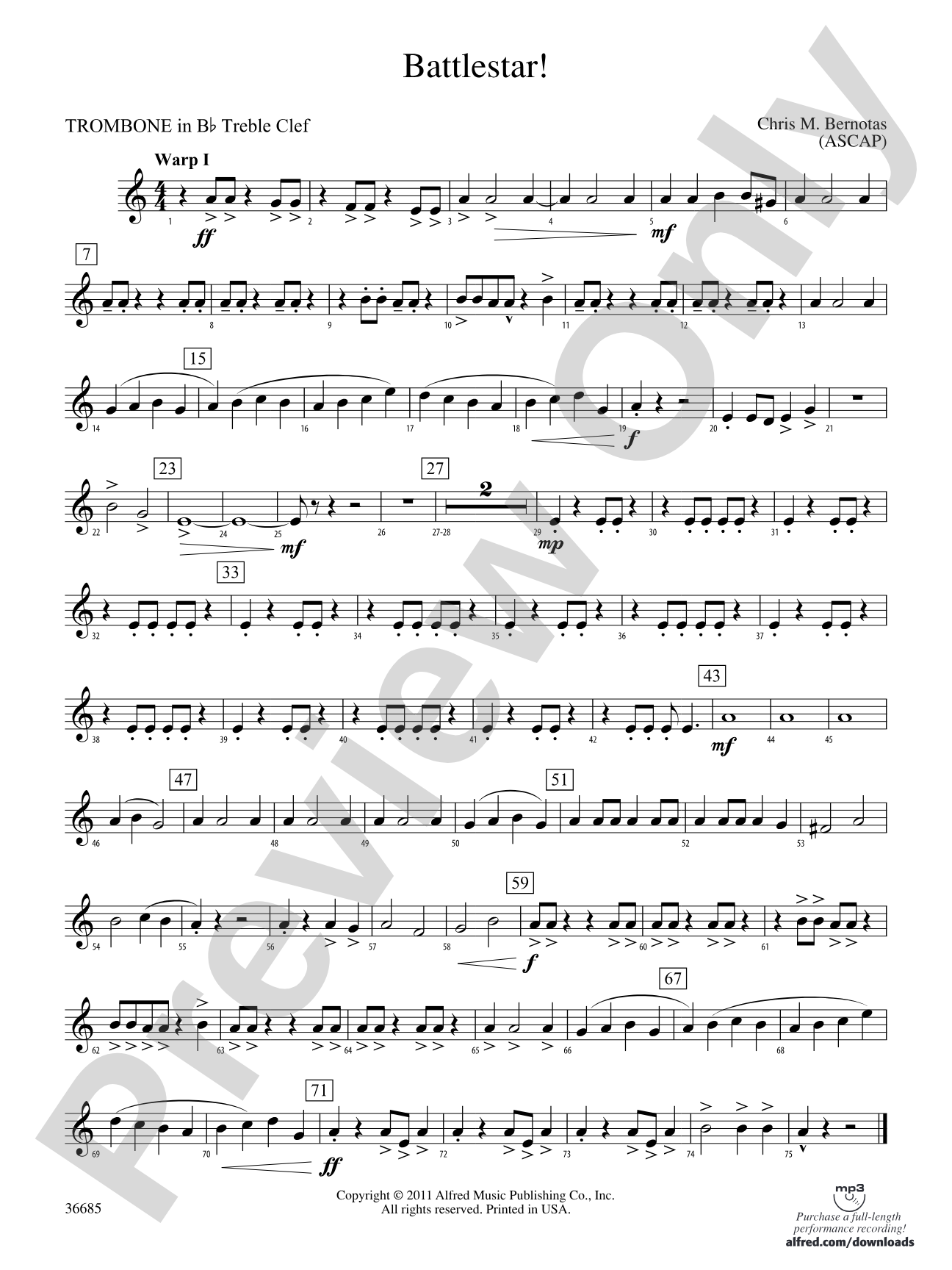 Battlestar!: (wp) 1st B-flat Trombone T.C.