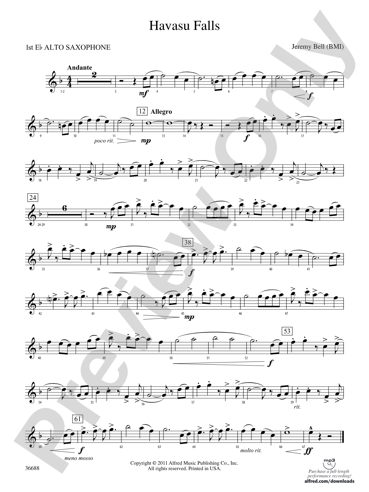 Havasu Falls: E-flat Alto Saxophone
