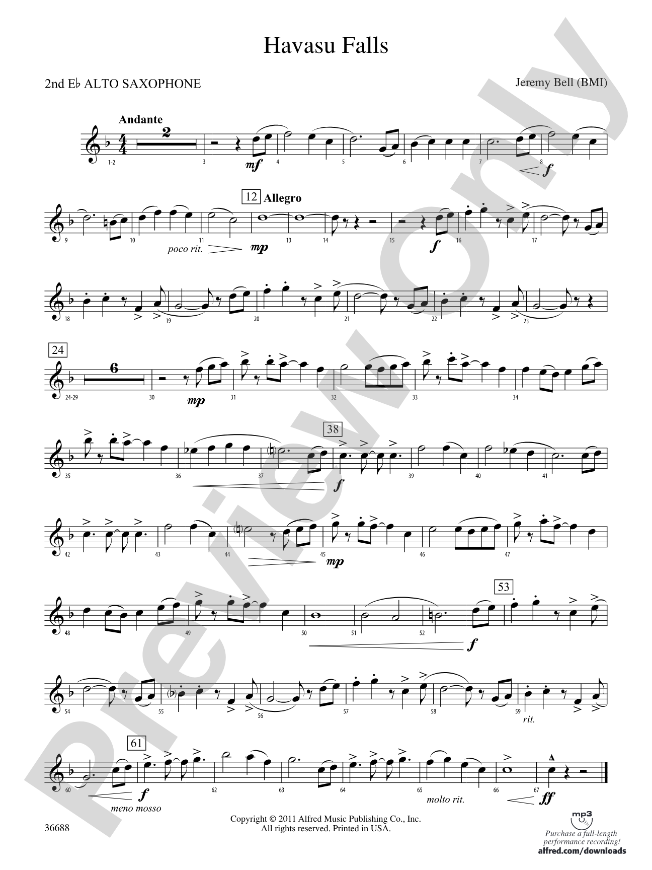 Havasu Falls: 2nd E-flat Alto Saxophone