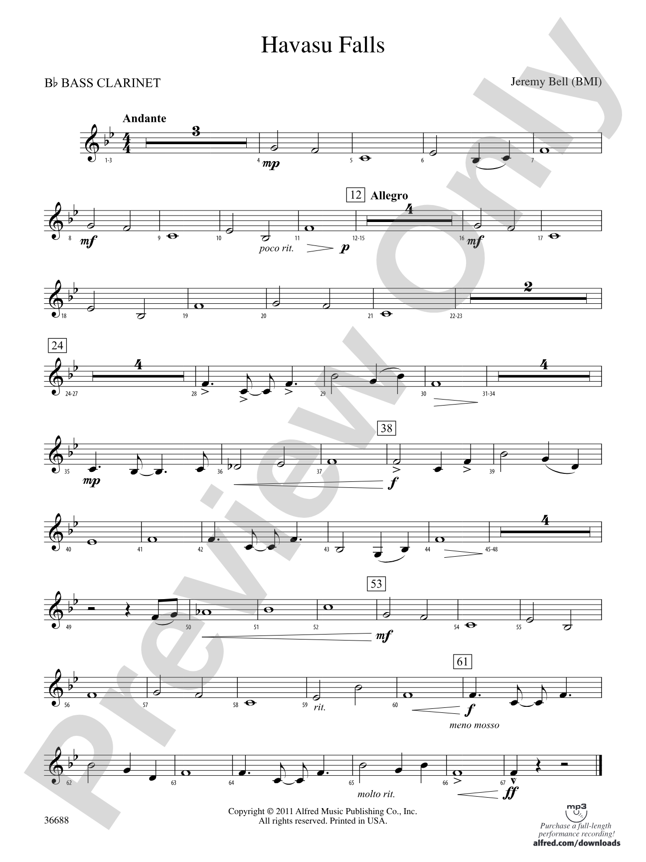 Havasu Falls: B-flat Bass Clarinet