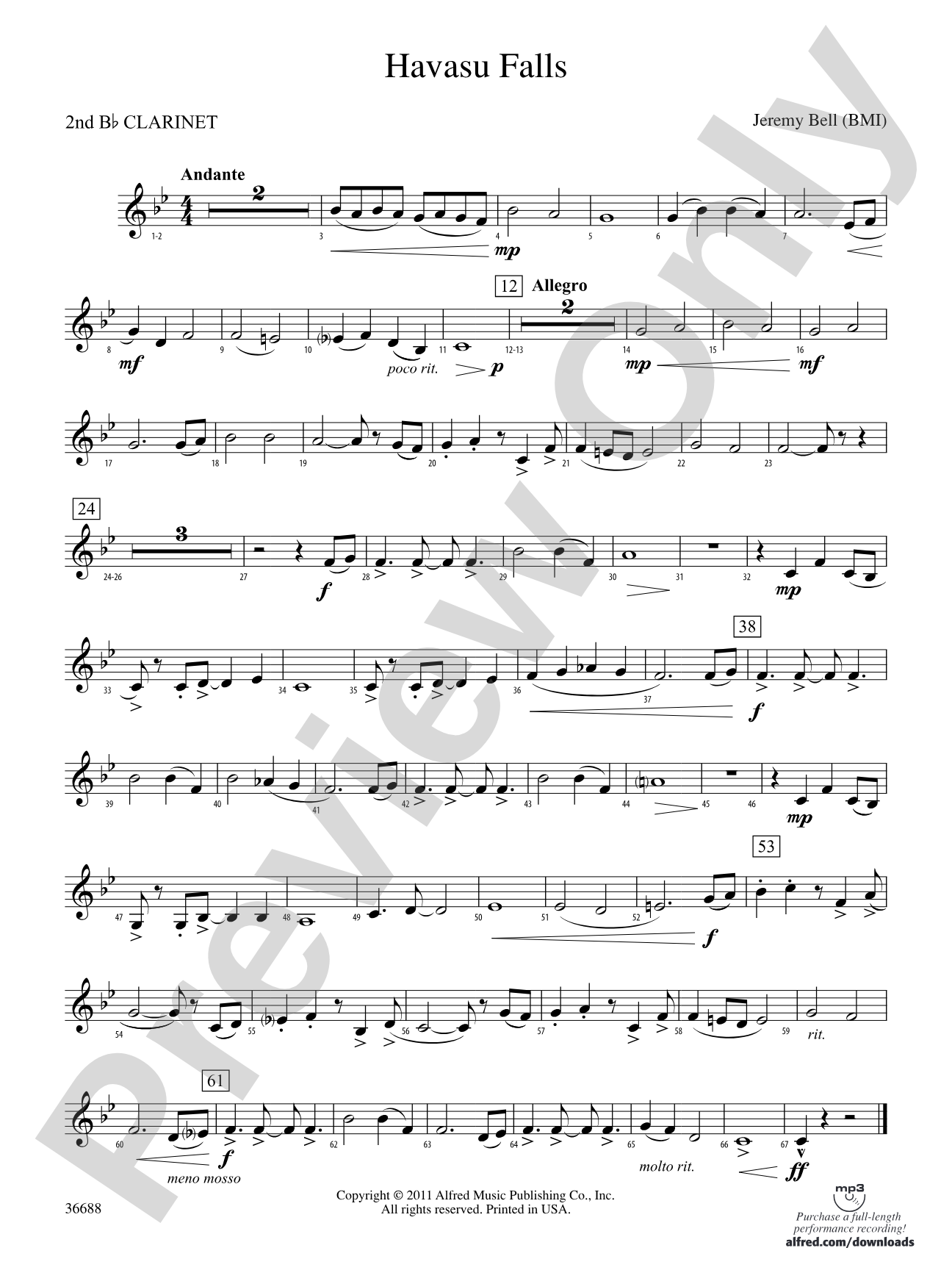 Havasu Falls: 2nd B-flat Clarinet