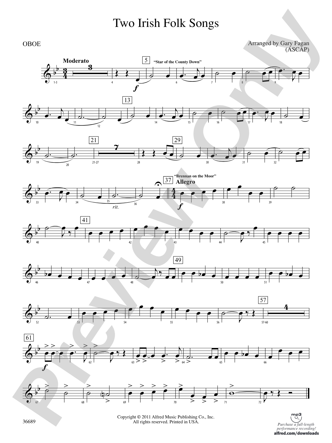 Two Irish Folk Songs: Oboe