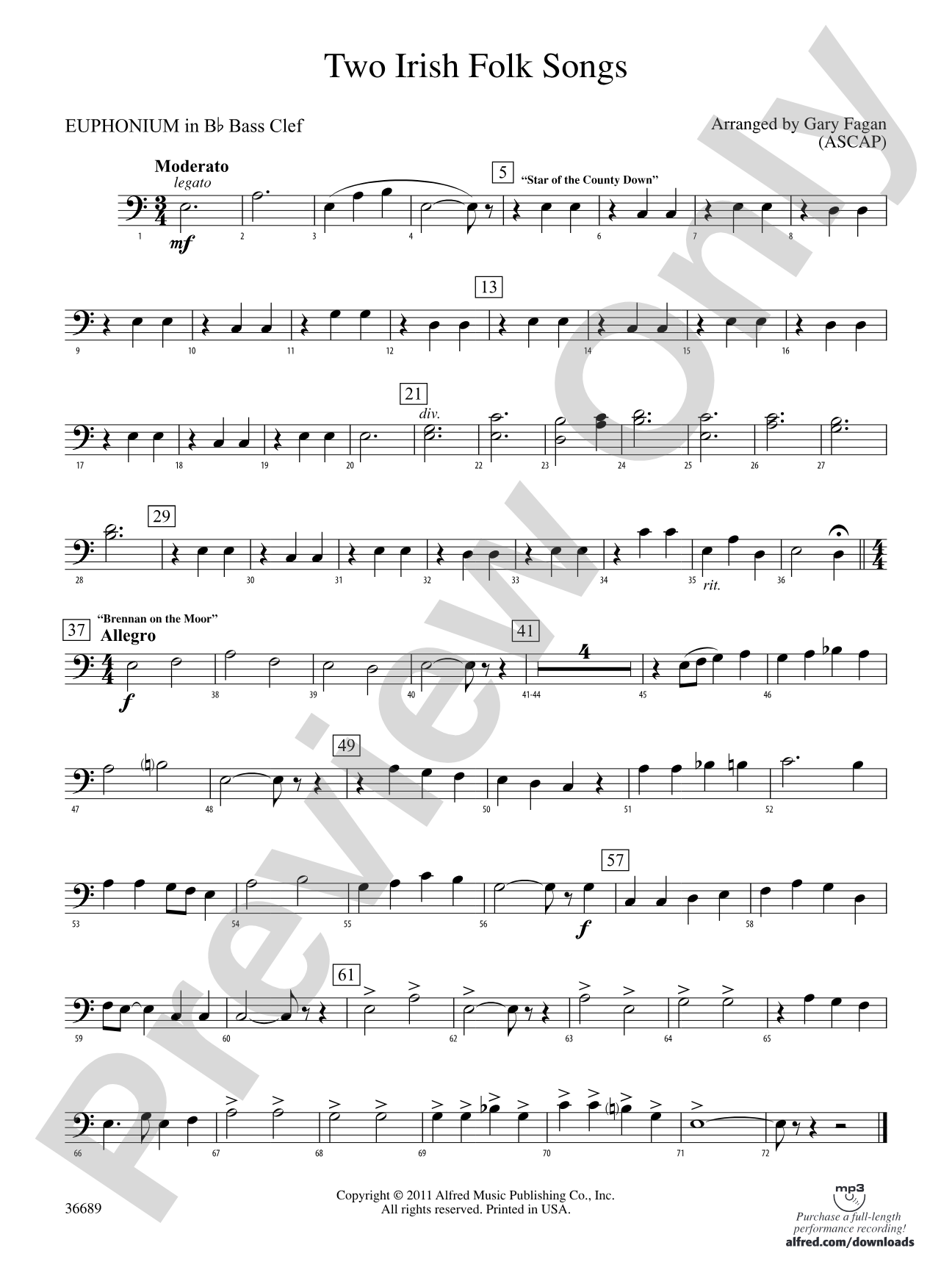 Two Irish Folk Songs: (wp) B-flat Baritone B.C.