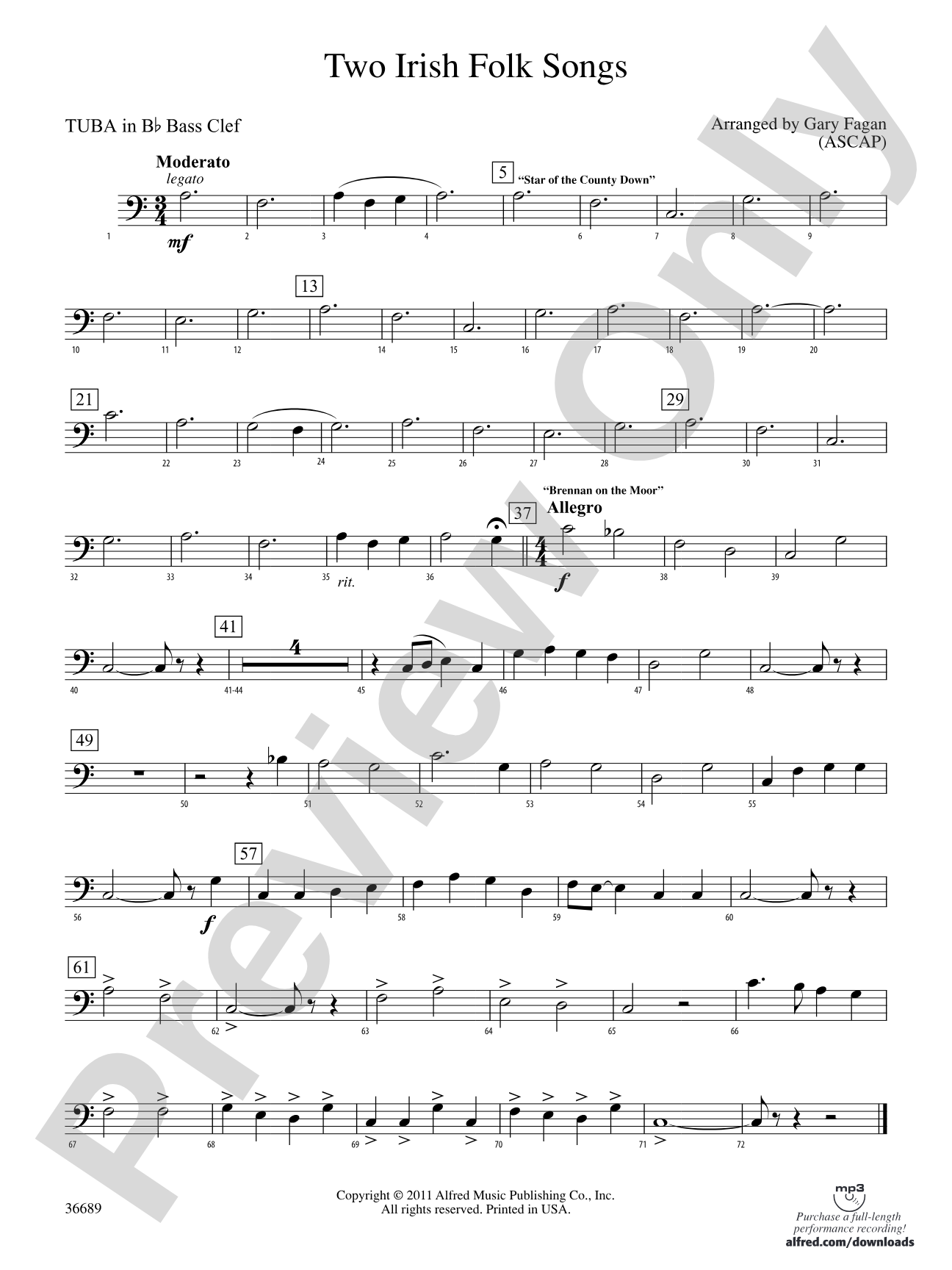 Two Irish Folk Songs: (wp) B-flat Tuba B.C.