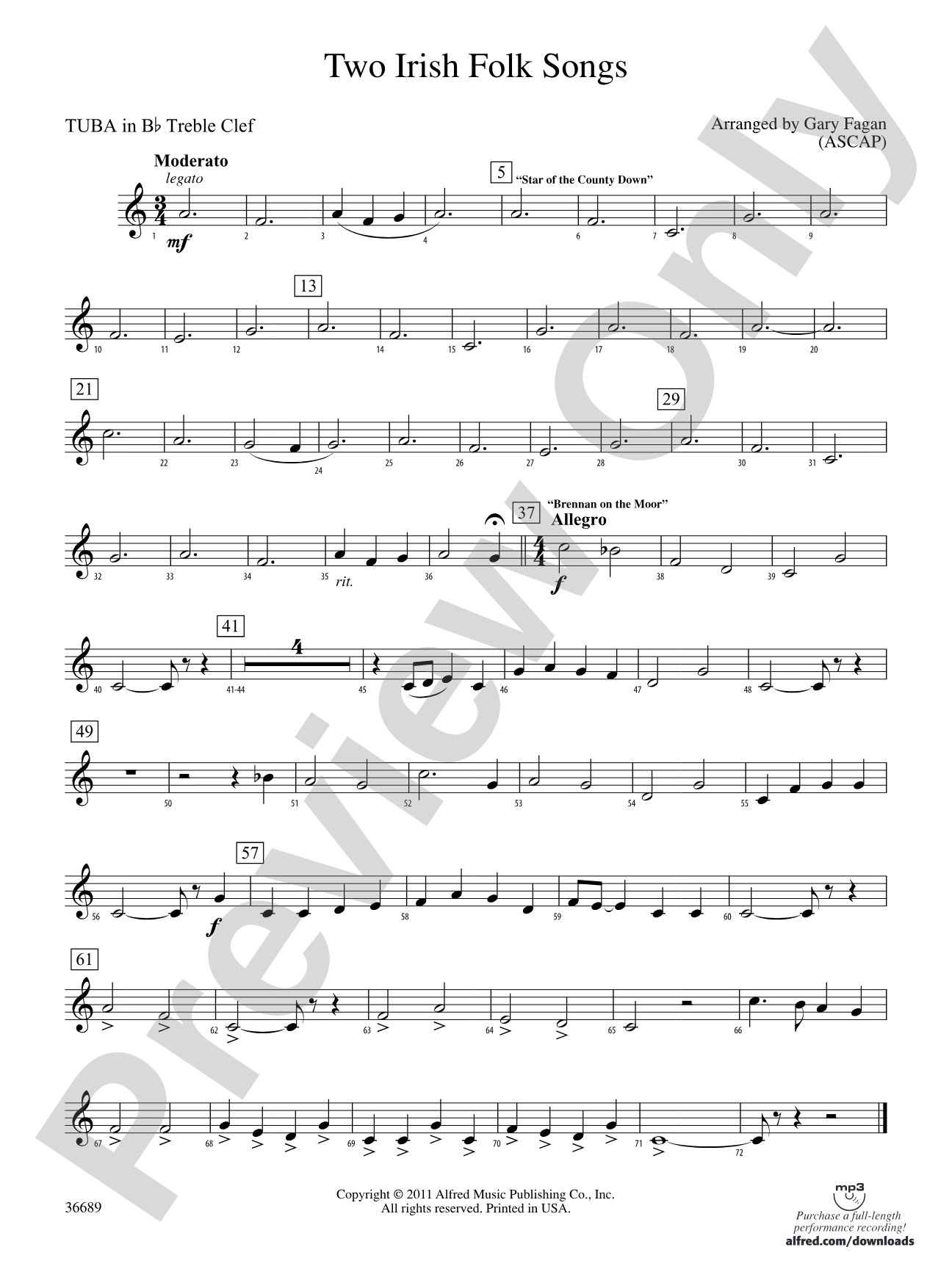 Two Irish Folk Songs: (wp) B-flat Tuba T.C.