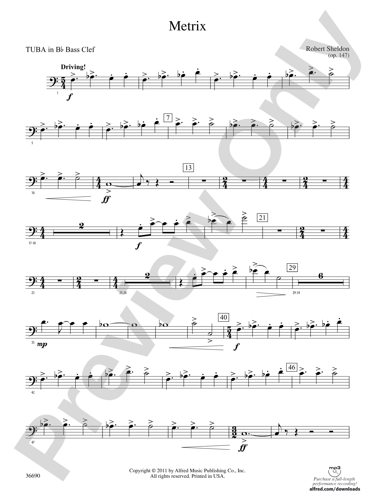 Metrix: (wp) B-flat Tuba B.C.