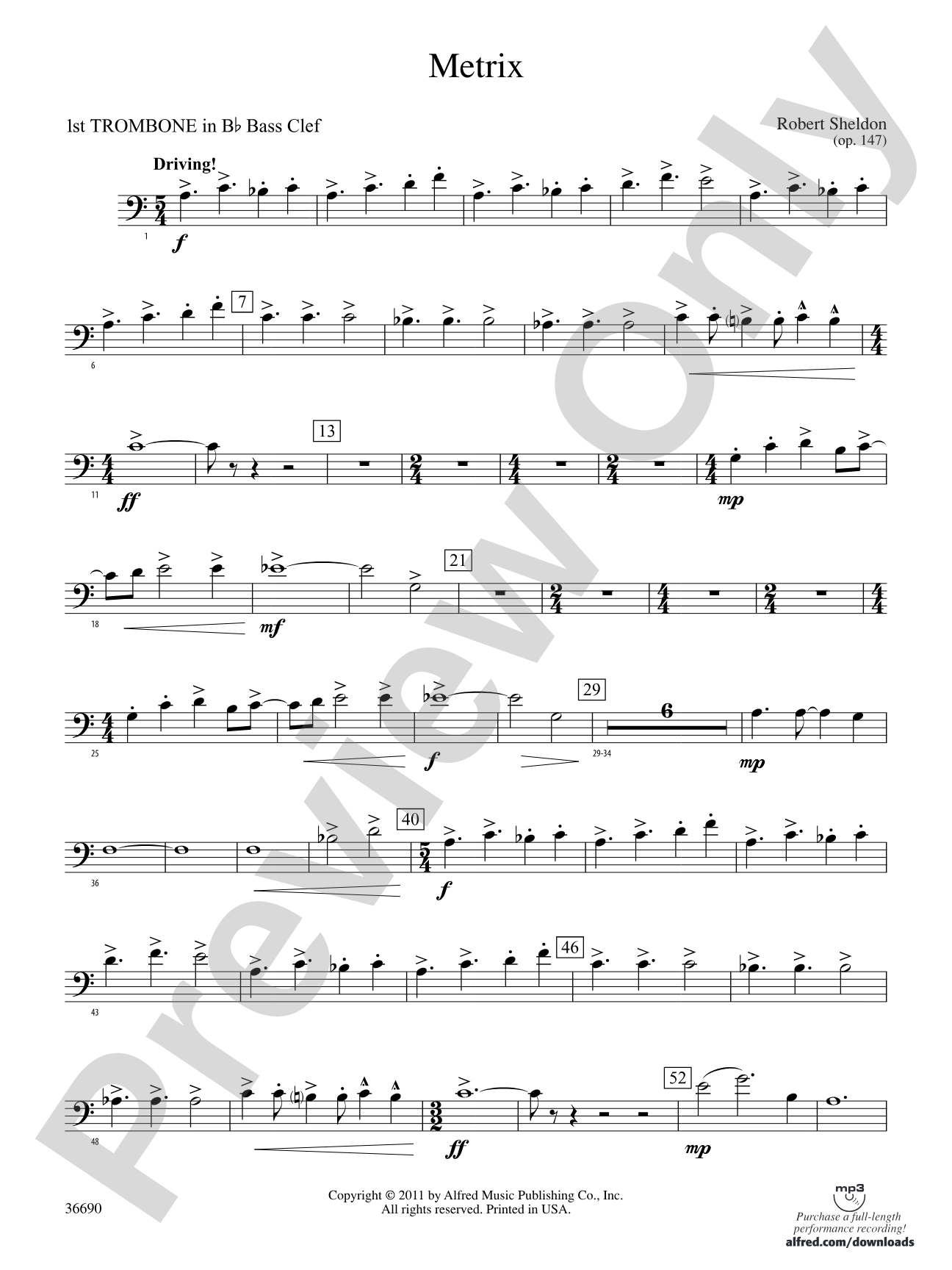 Metrix: (wp) 1st B-flat Trombone B.C.