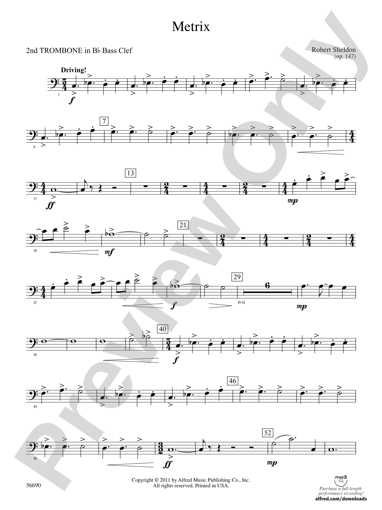 Metrix: (wp) 2nd B-flat Trombone B.C.