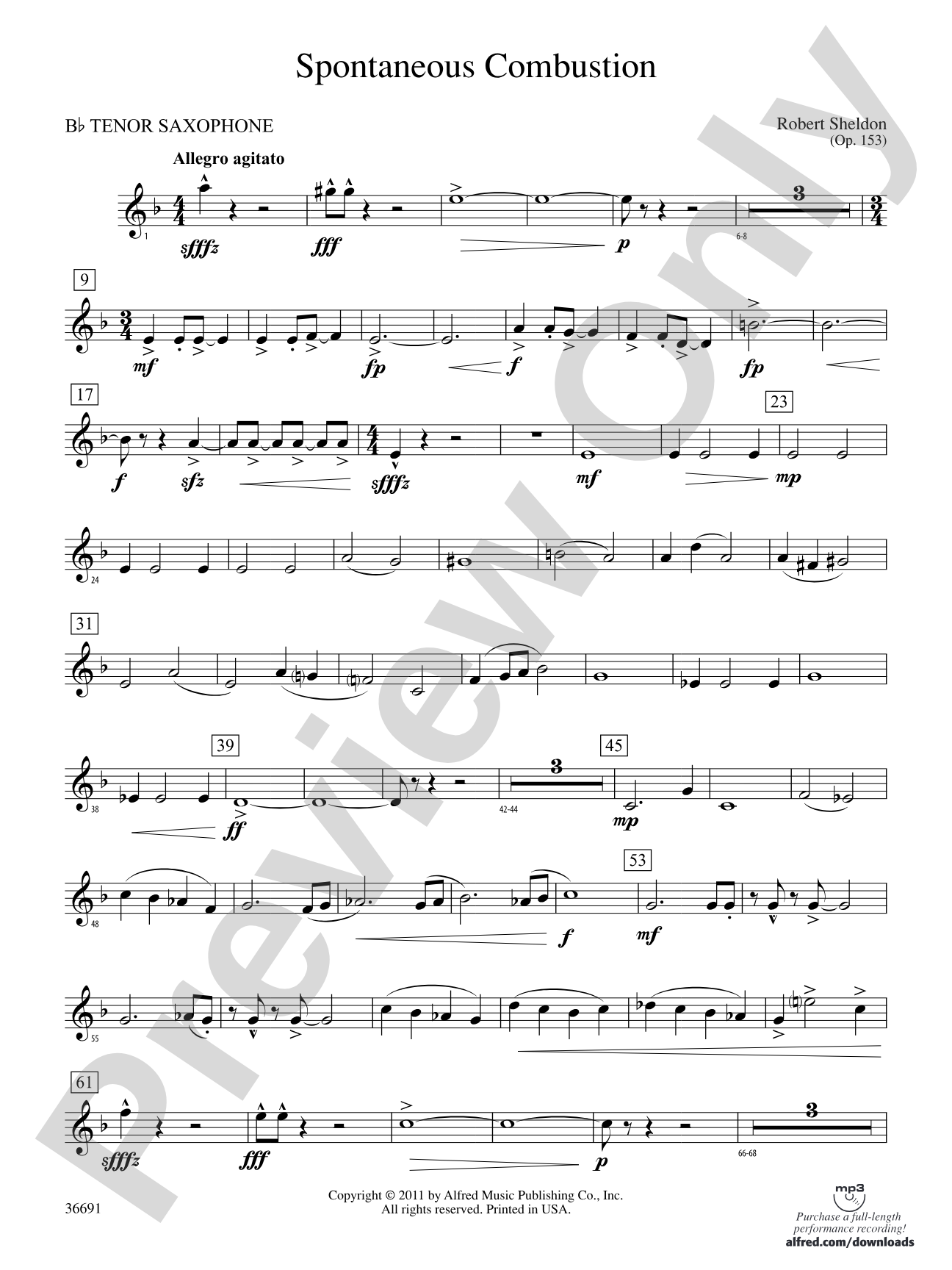 Spontaneous Combustion: B-flat Tenor Saxophone