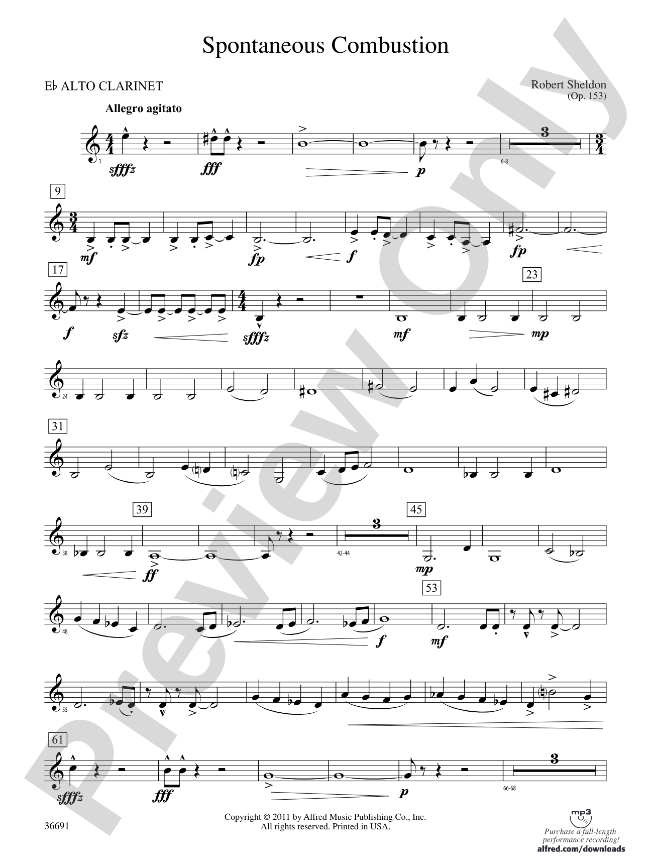 Spontaneous Combustion: (wp) E-flat Alto Clarinet