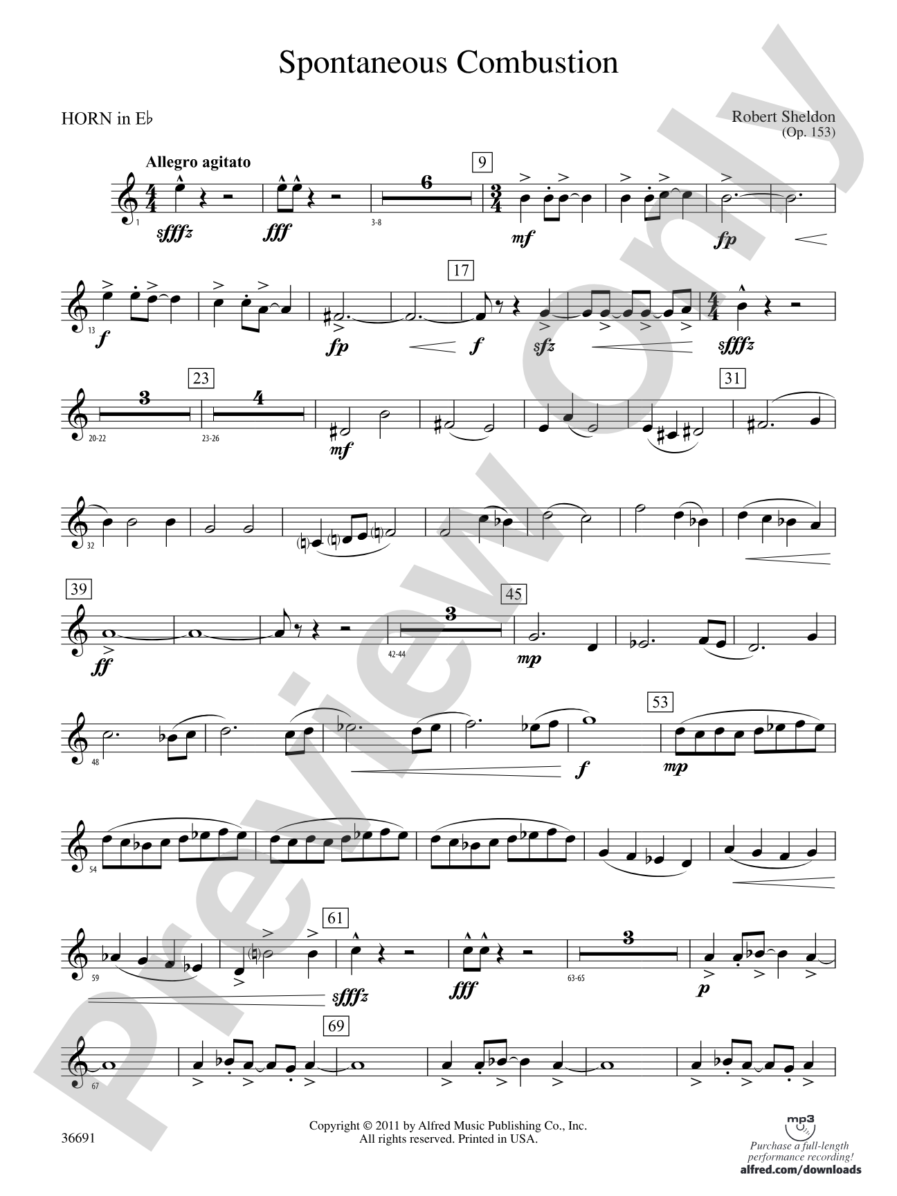 Spontaneous Combustion: (wp) 1st Horn in E-flat