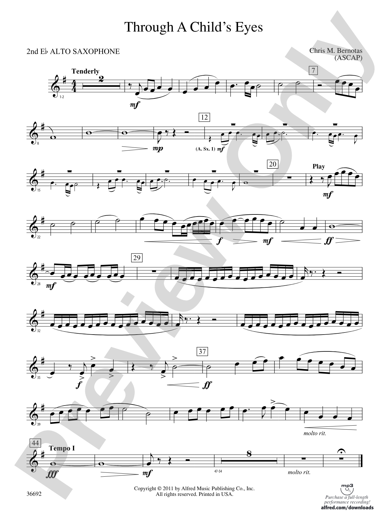 Through a Child's Eyes: 2nd E-flat Alto Saxophone