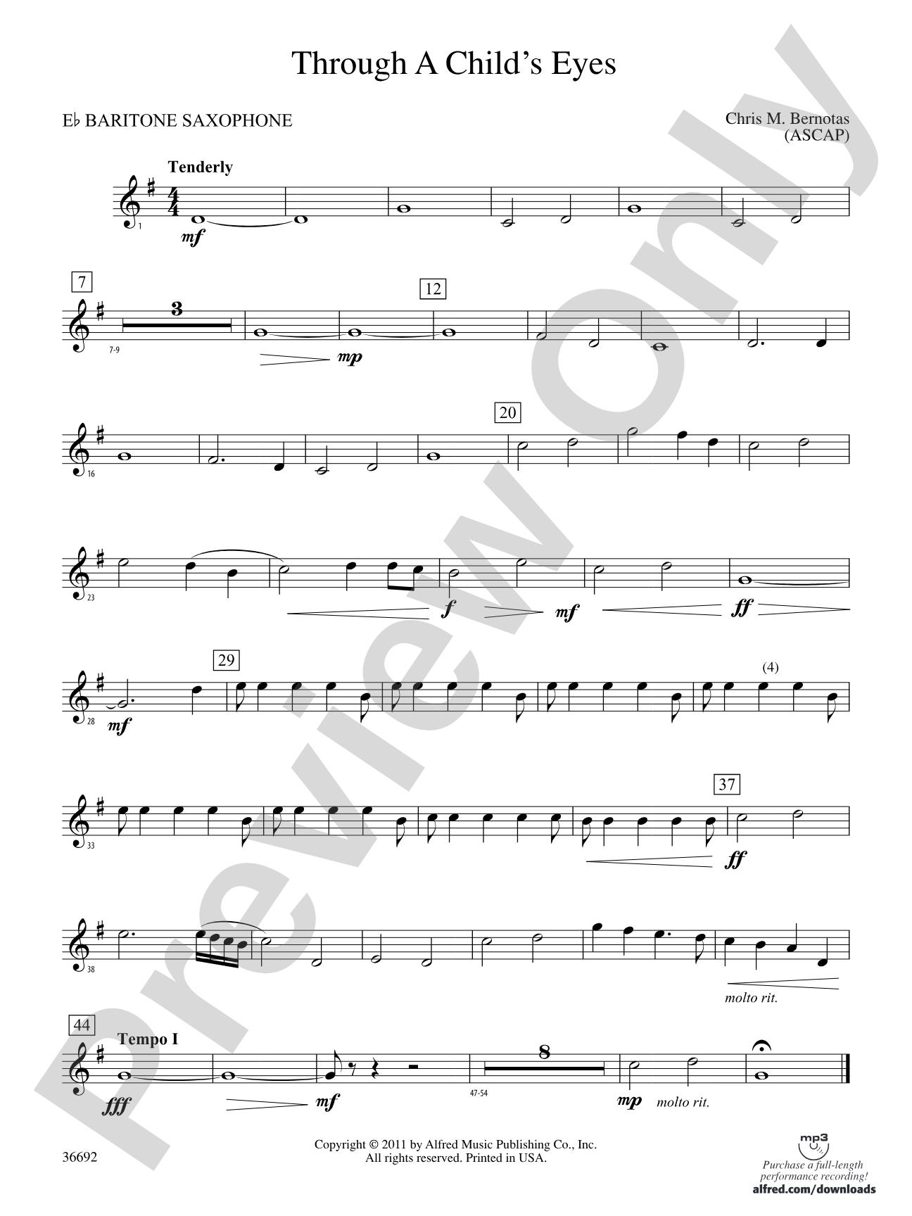 Through a Child's Eyes: E-flat Baritone Saxophone