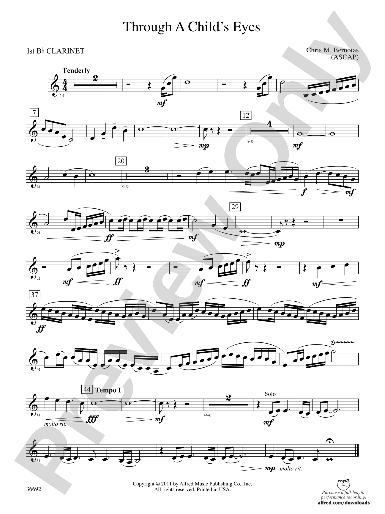 Through a Child's Eyes: 1st B-flat Clarinet