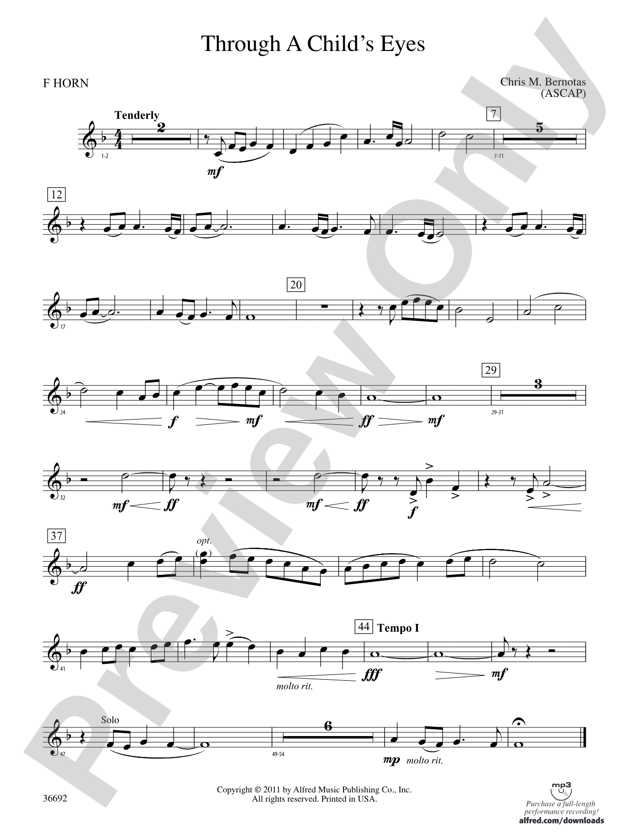 Through a Child's Eyes: 1st F Horn