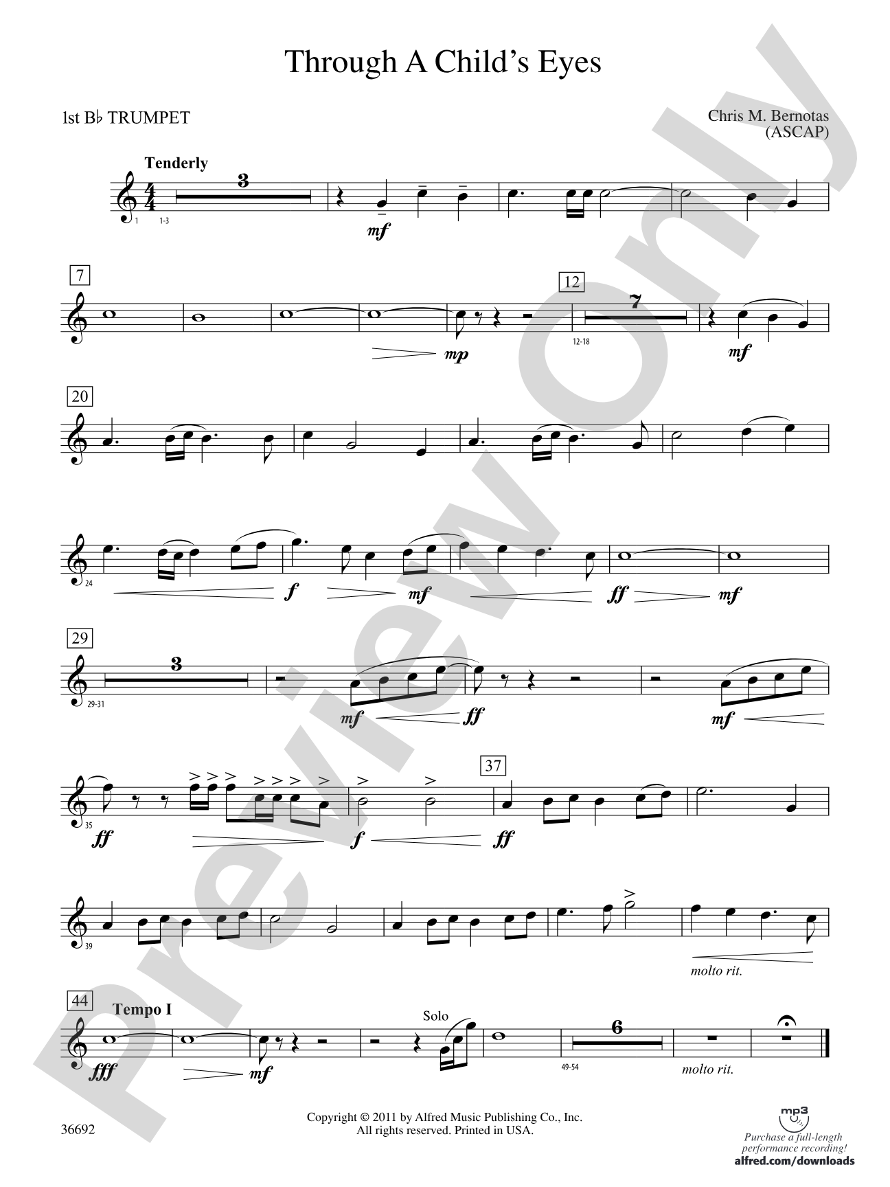 Through a Child's Eyes: 1st B-flat Trumpet
