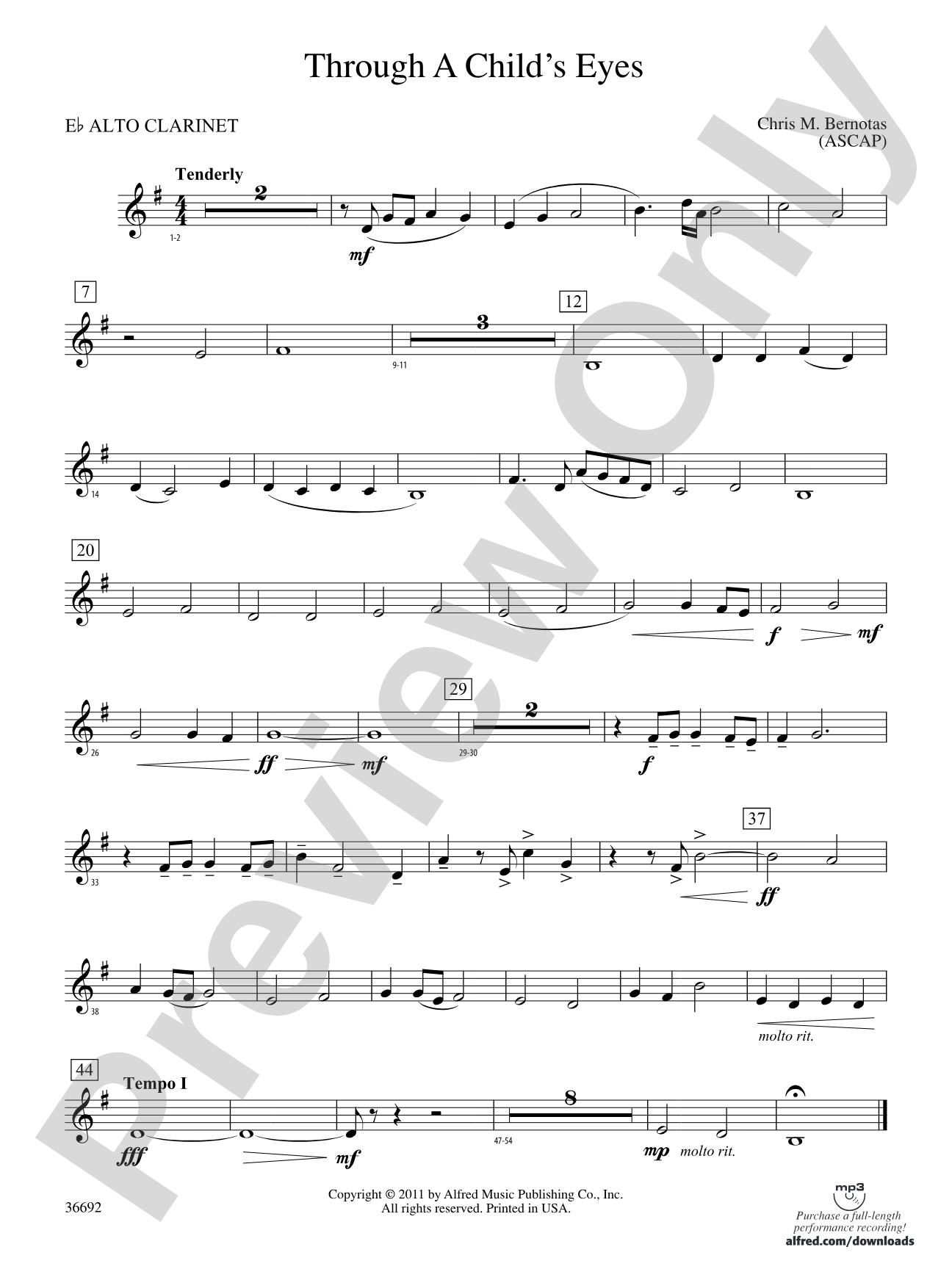 Through a Child's Eyes: (wp) E-flat Alto Clarinet