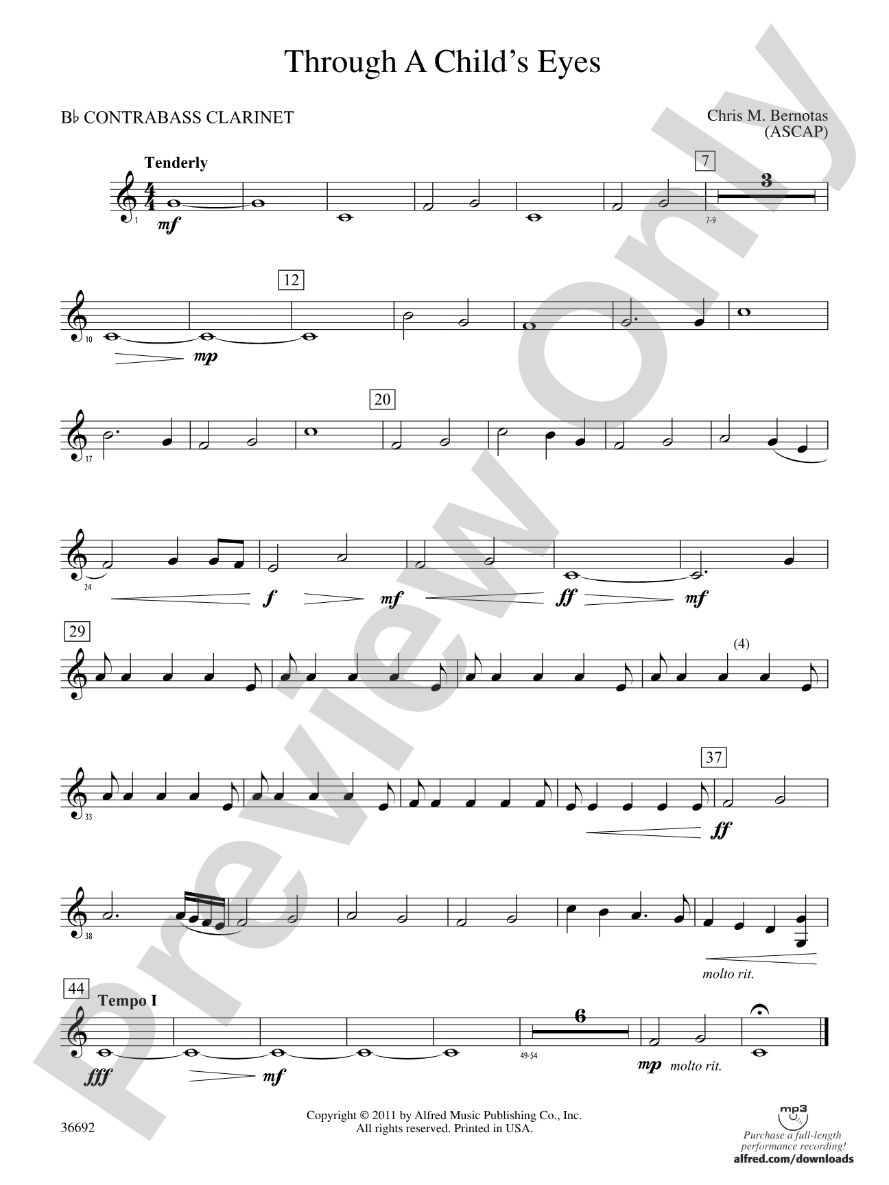Through a Child's Eyes: (wp) B-flat Contrabass Clarinet