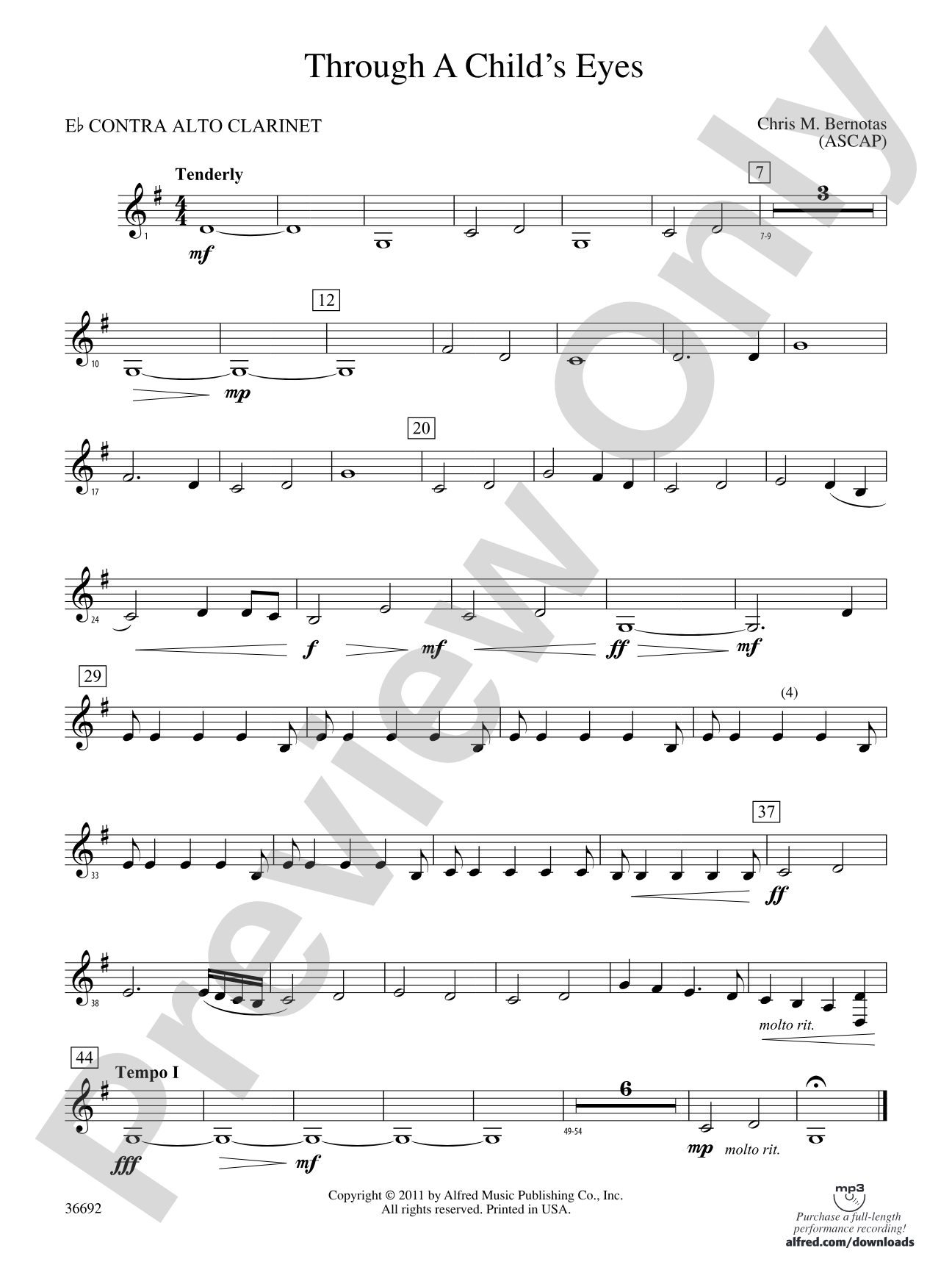 Through a Child's Eyes: (wp) E-flat Contrabass Clarinet