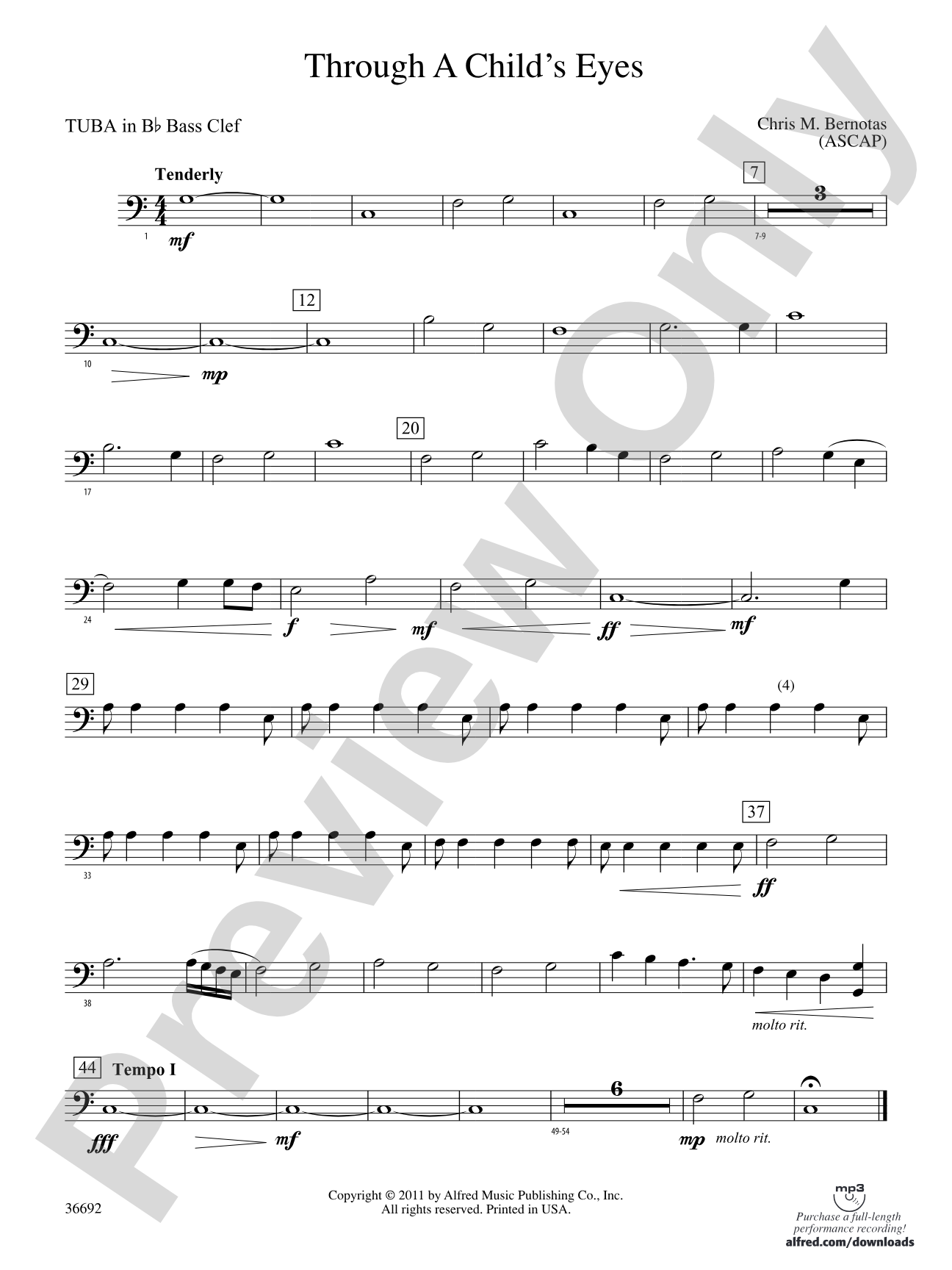 Through a Child's Eyes: (wp) B-flat Tuba B.C.