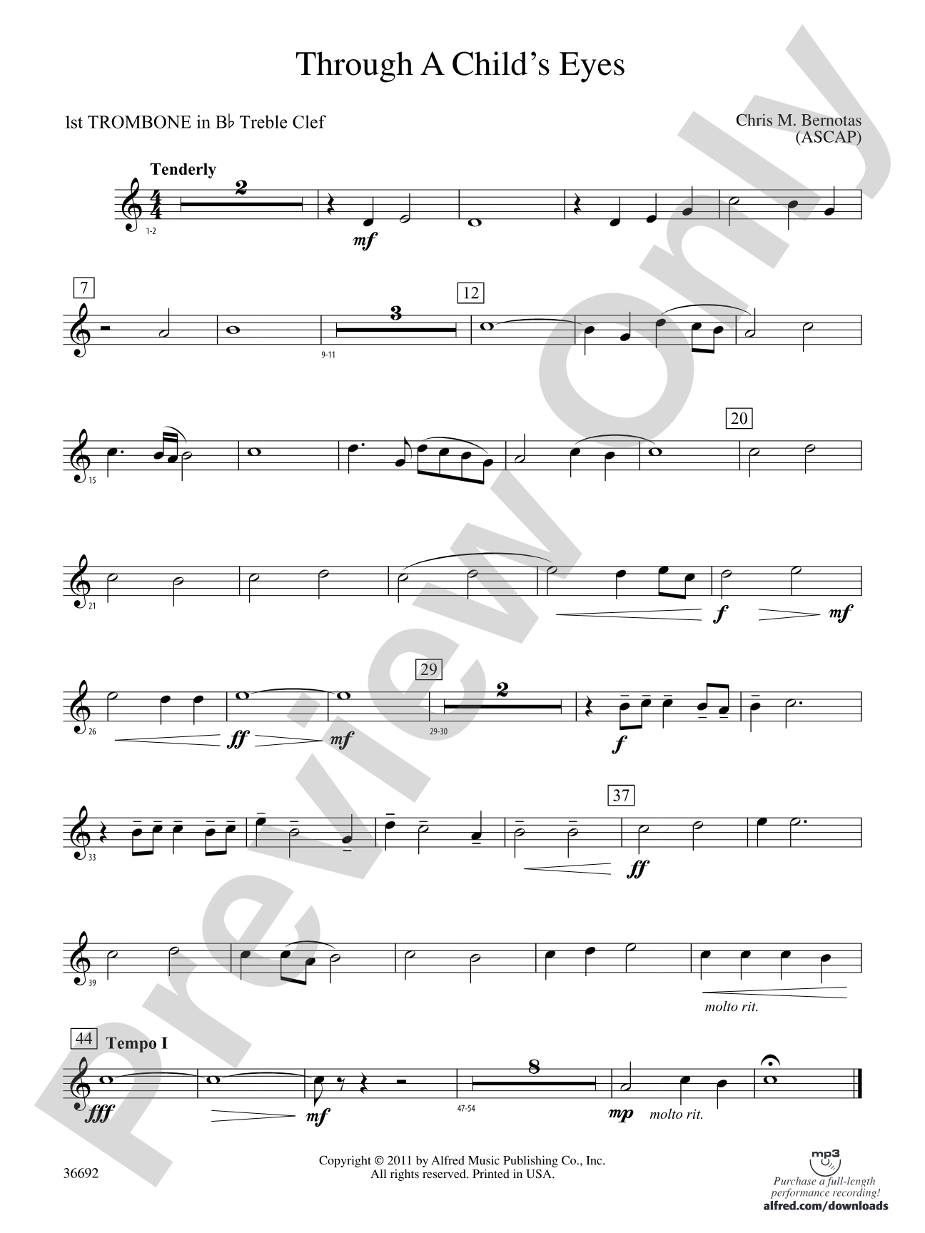 Through a Child's Eyes: (wp) 1st B-flat Trombone T.C.