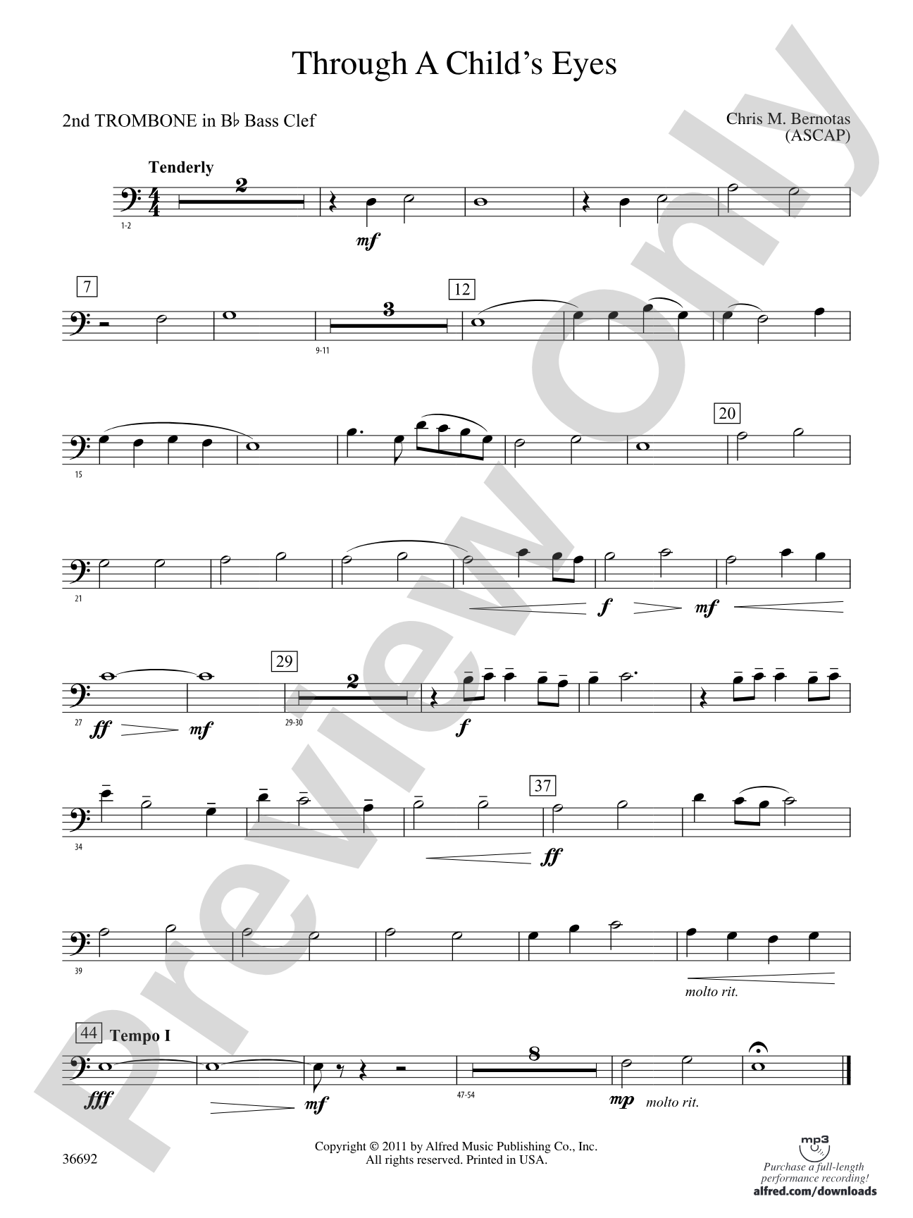 Through a Child's Eyes: (wp) 2nd B-flat Trombone B.C.