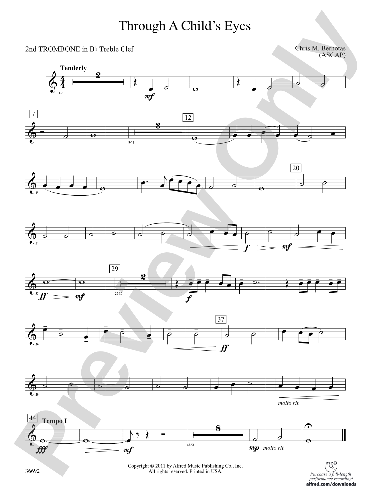 Through a Child's Eyes: (wp) 2nd B-flat Trombone T.C.