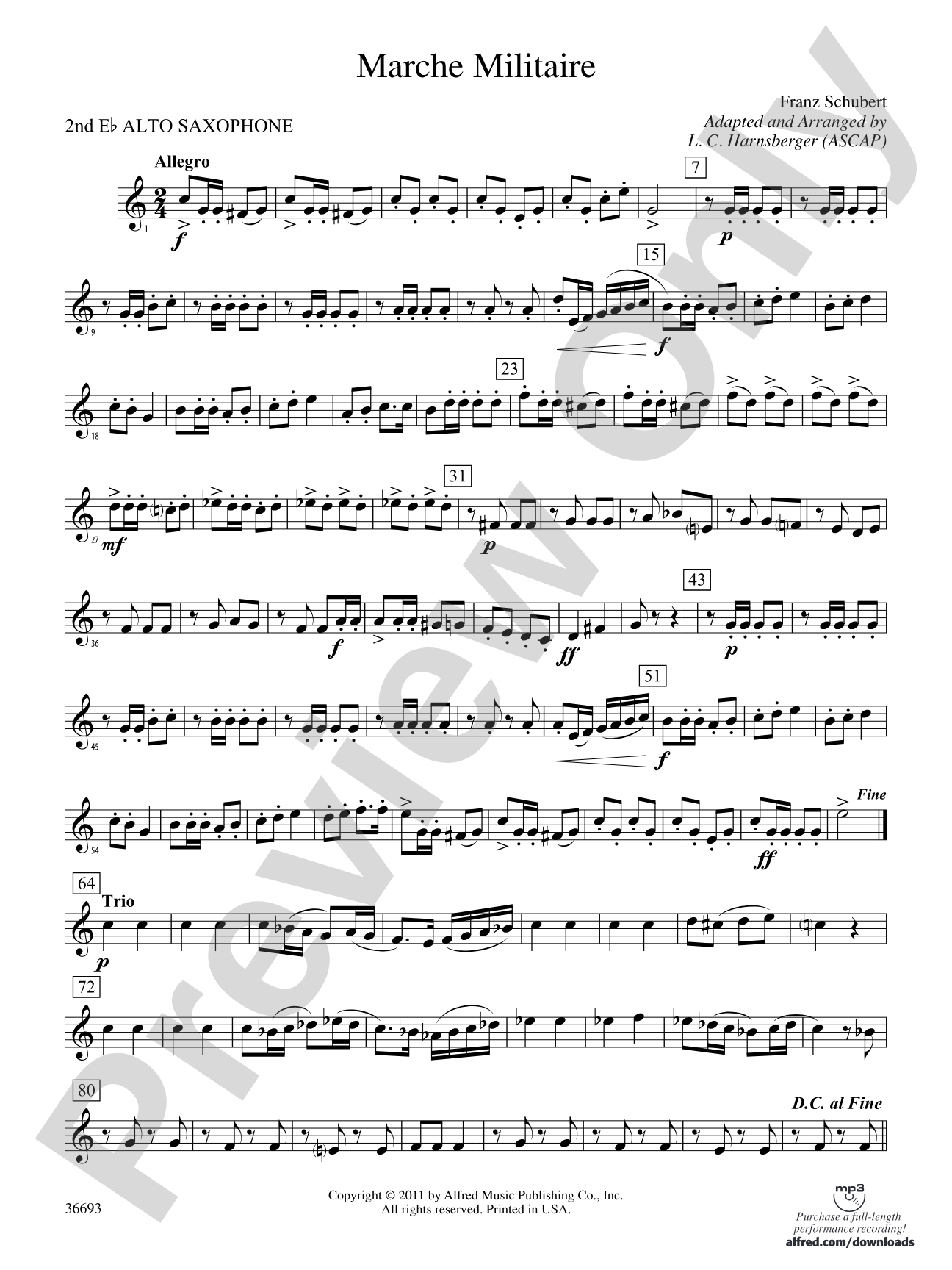 Marche Militaire: 2nd E-flat Alto Saxophone