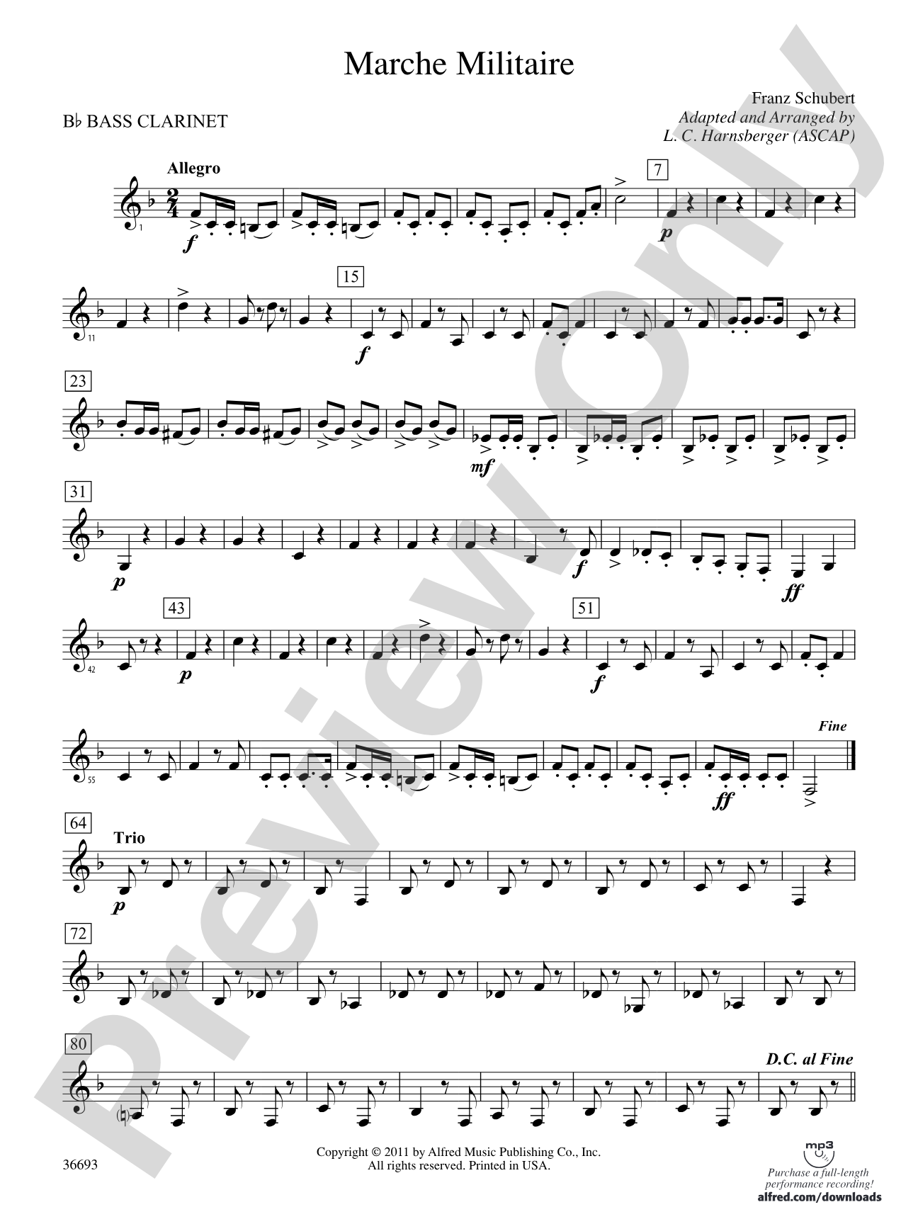 Marche Militaire: B-flat Bass Clarinet