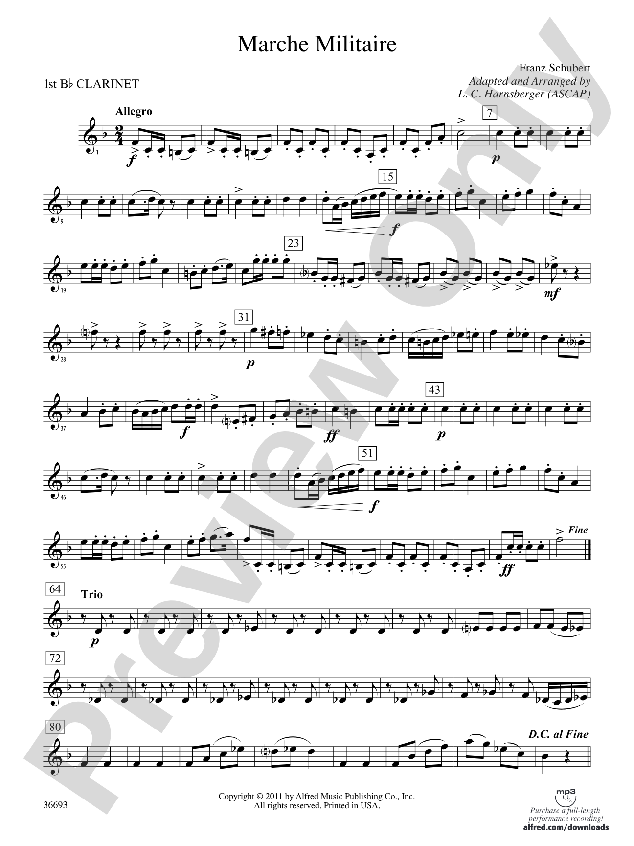 Marche Militaire: 1st B-flat Clarinet