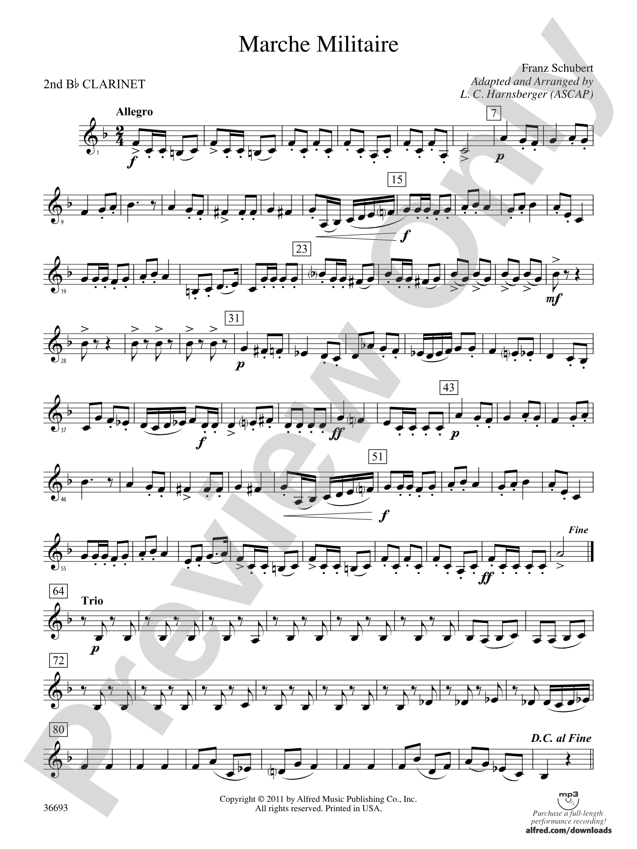 Marche Militaire: 2nd B-flat Clarinet