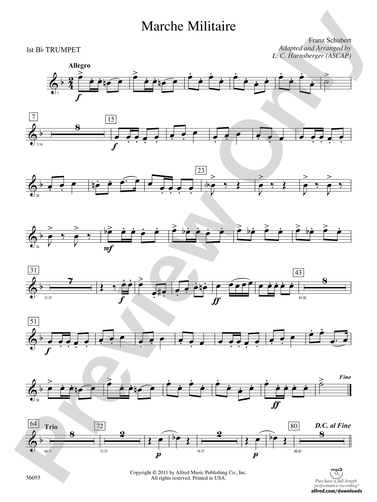 Marche Militaire: 1st B-flat Trumpet