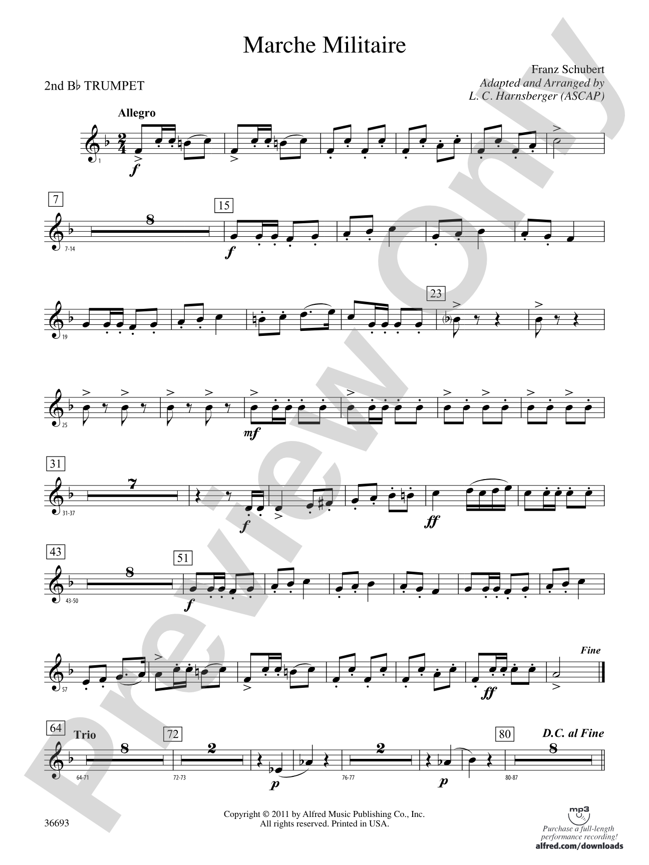 Marche Militaire: 2nd B-flat Trumpet