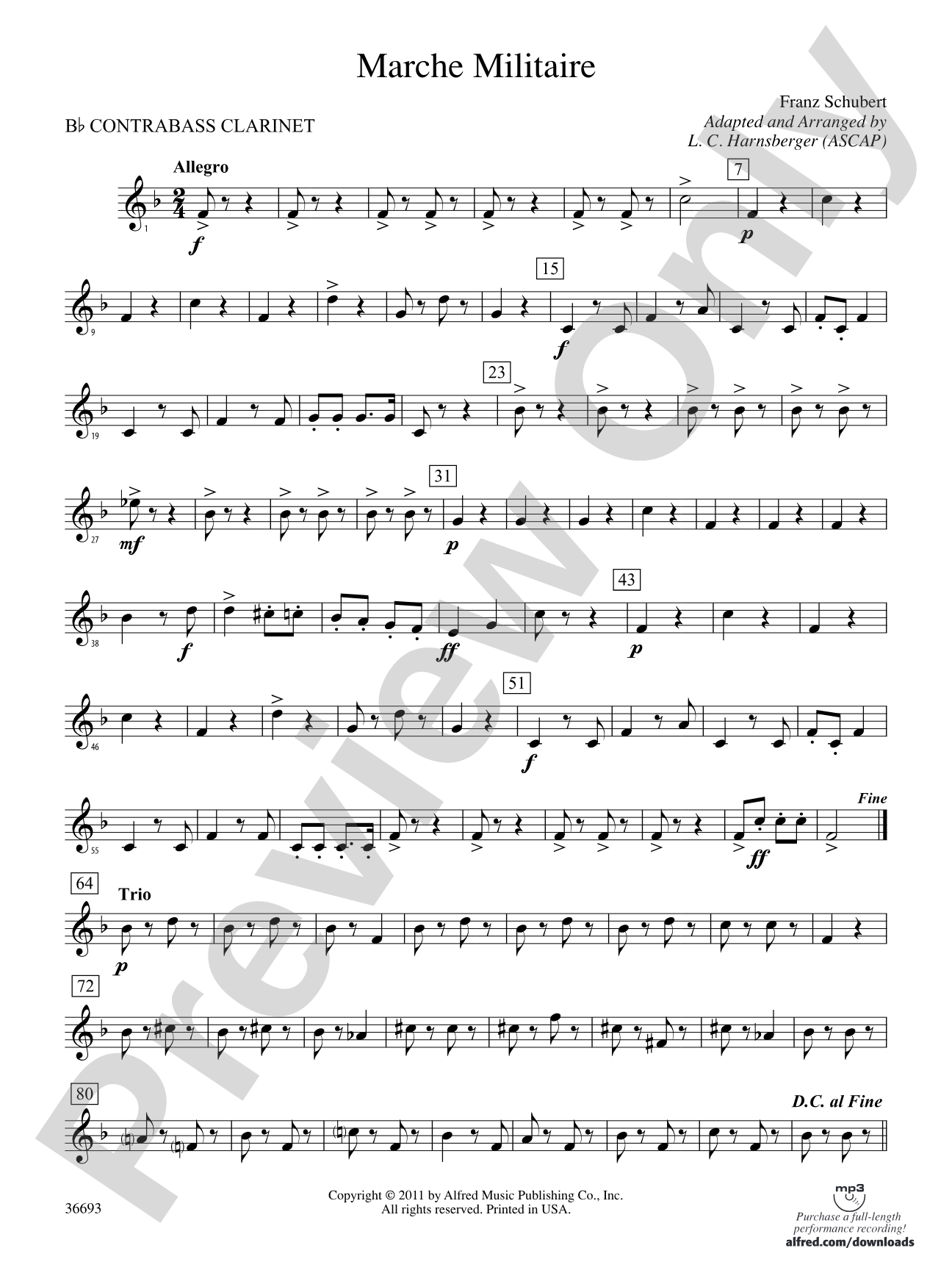 Marche Militaire: (wp) B-flat Contrabass Clarinet