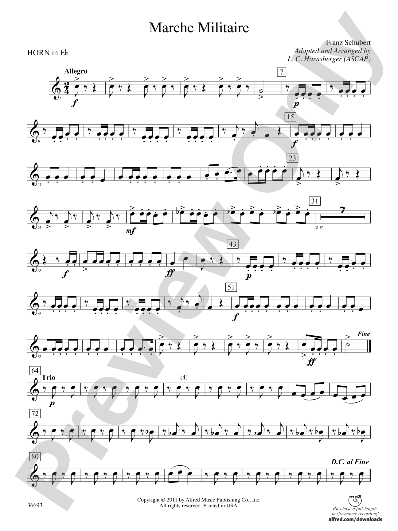Marche Militaire: (wp) 1st Horn in E-flat
